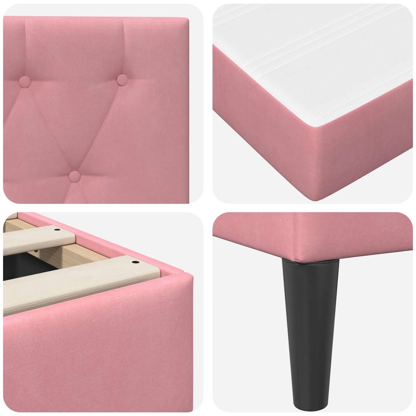 Bedframe met matras vidaXL Roze Roze 120 x 190 cm Fluweel is nu te koop bij PeponiXL, paradijselijk wonen!