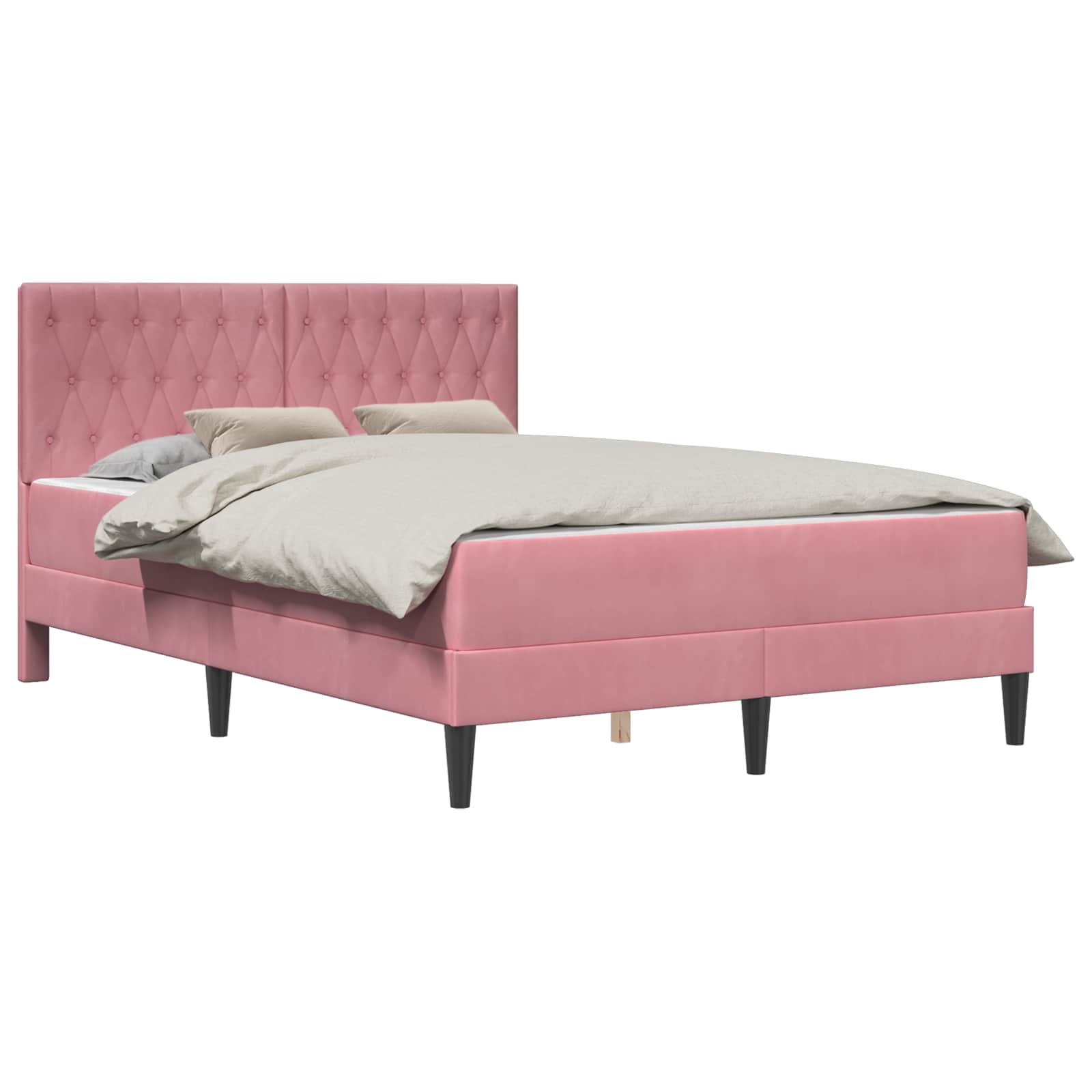 Bedframe met matras vidaXL Roze Roze 120 x 190 cm Fluweel is nu te koop bij PeponiXL, paradijselijk wonen!