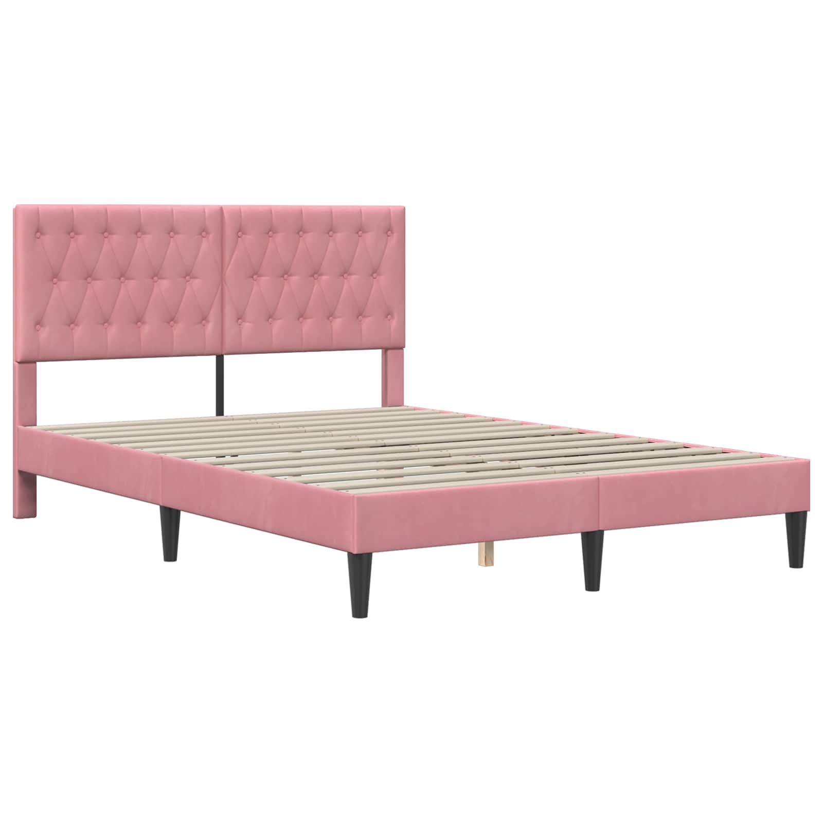 Bedframe met matras vidaXL Roze Roze 120 x 190 cm Fluweel is nu te koop bij PeponiXL, paradijselijk wonen!