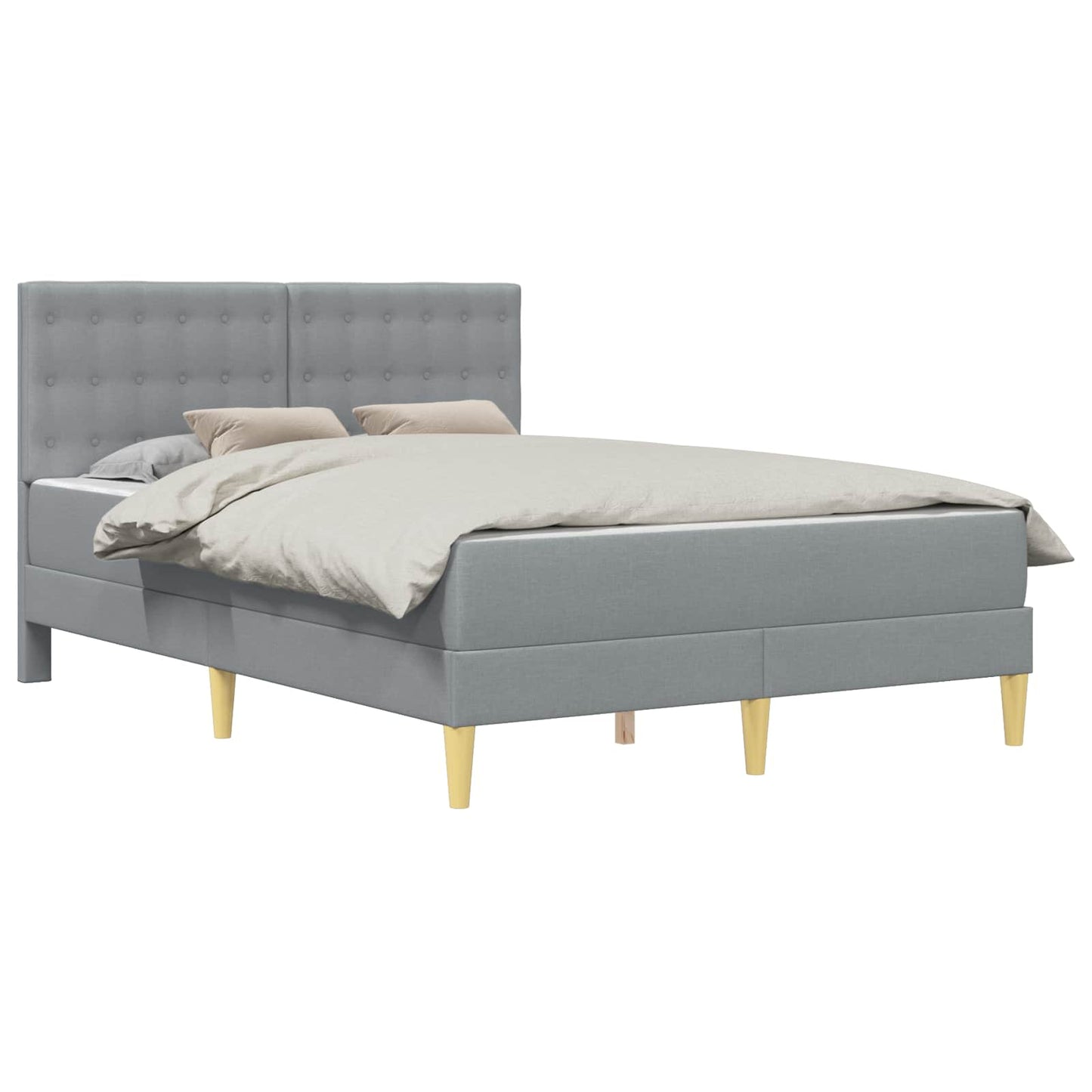 Bedframe met matras met hoofdeinde Lichtgrijs 120 x 190 cm Stof is nu te koop bij PeponiXL, paradijselijk wonen!
