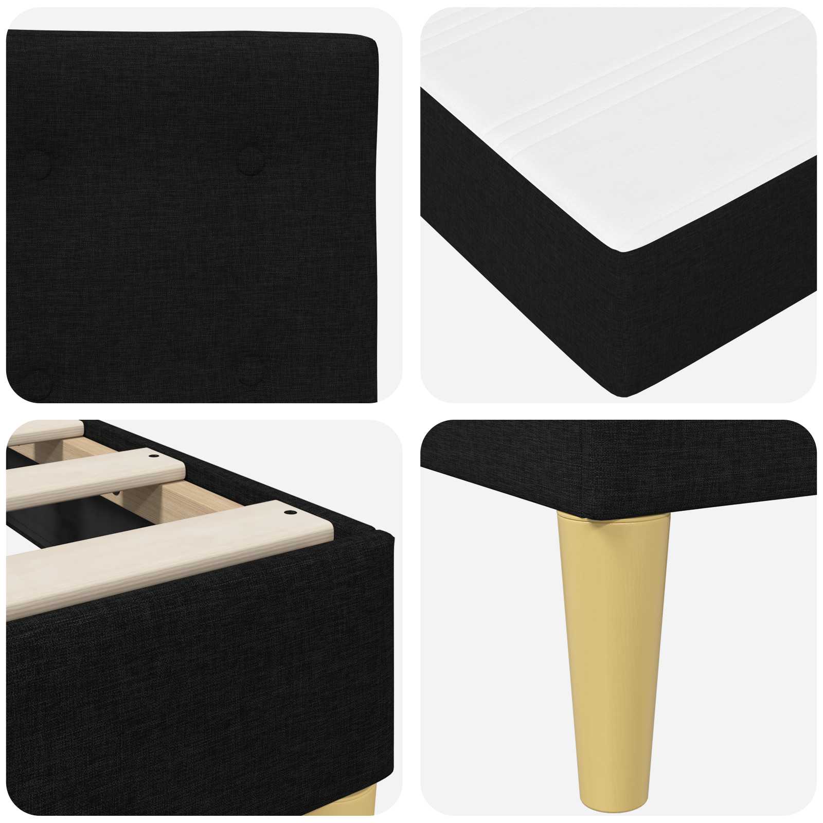 Bedframe met matras met hoofdeinde Zwart 120 x 190 cm Stof is nu te koop bij PeponiXL, paradijselijk wonen!