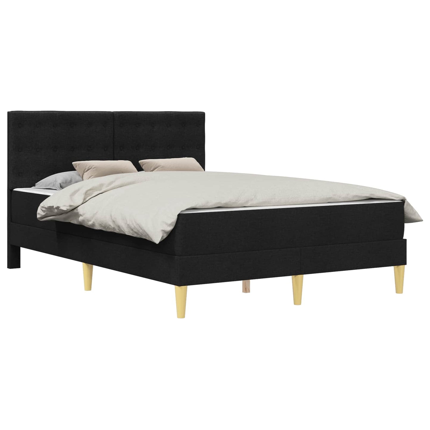Bedframe met matras met hoofdeinde Zwart 120 x 190 cm Stof is nu te koop bij PeponiXL, paradijselijk wonen!