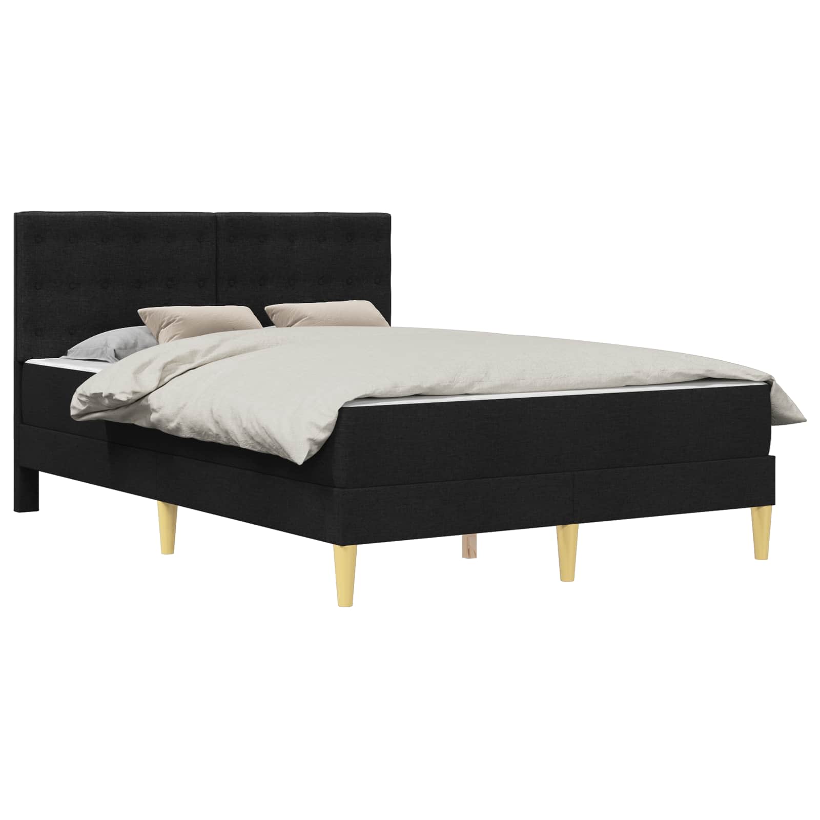 Bedframe met matras met hoofdeinde Zwart 120 x 190 cm Stof is nu te koop bij PeponiXL, paradijselijk wonen!