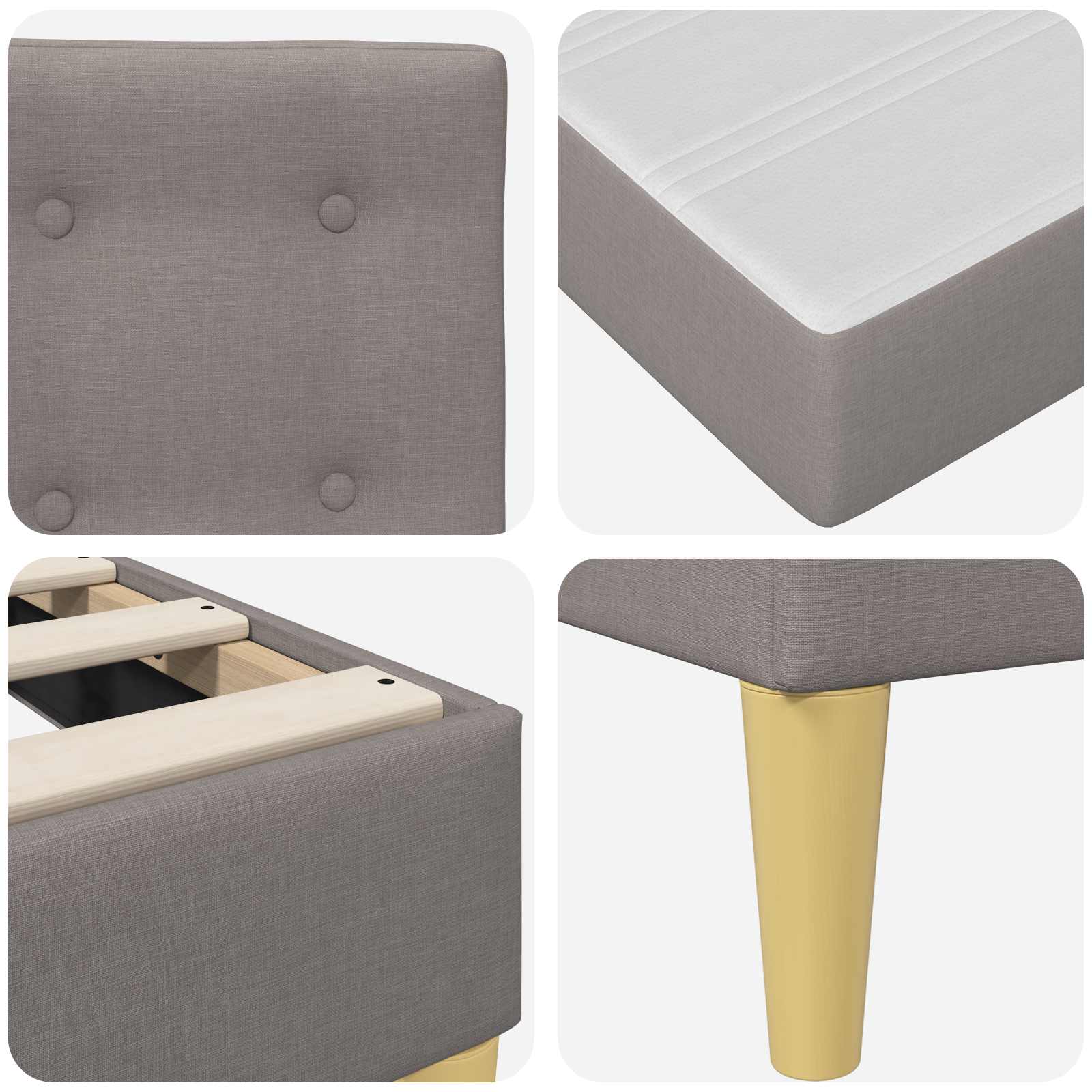 Bedframe met matras met hoofdeinde Taupe 120 x 190 cm Stof is nu te koop bij PeponiXL, paradijselijk wonen!