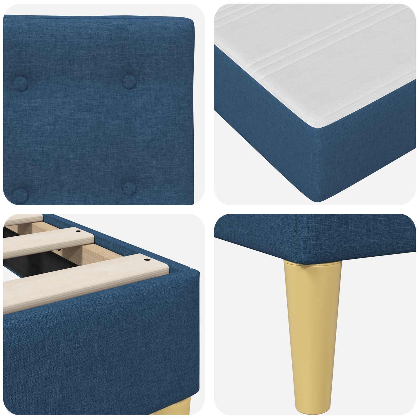 Bedframe met matras met hoofdeinde Blauw 120 x 190 cm Stof is nu te koop bij PeponiXL, paradijselijk wonen!