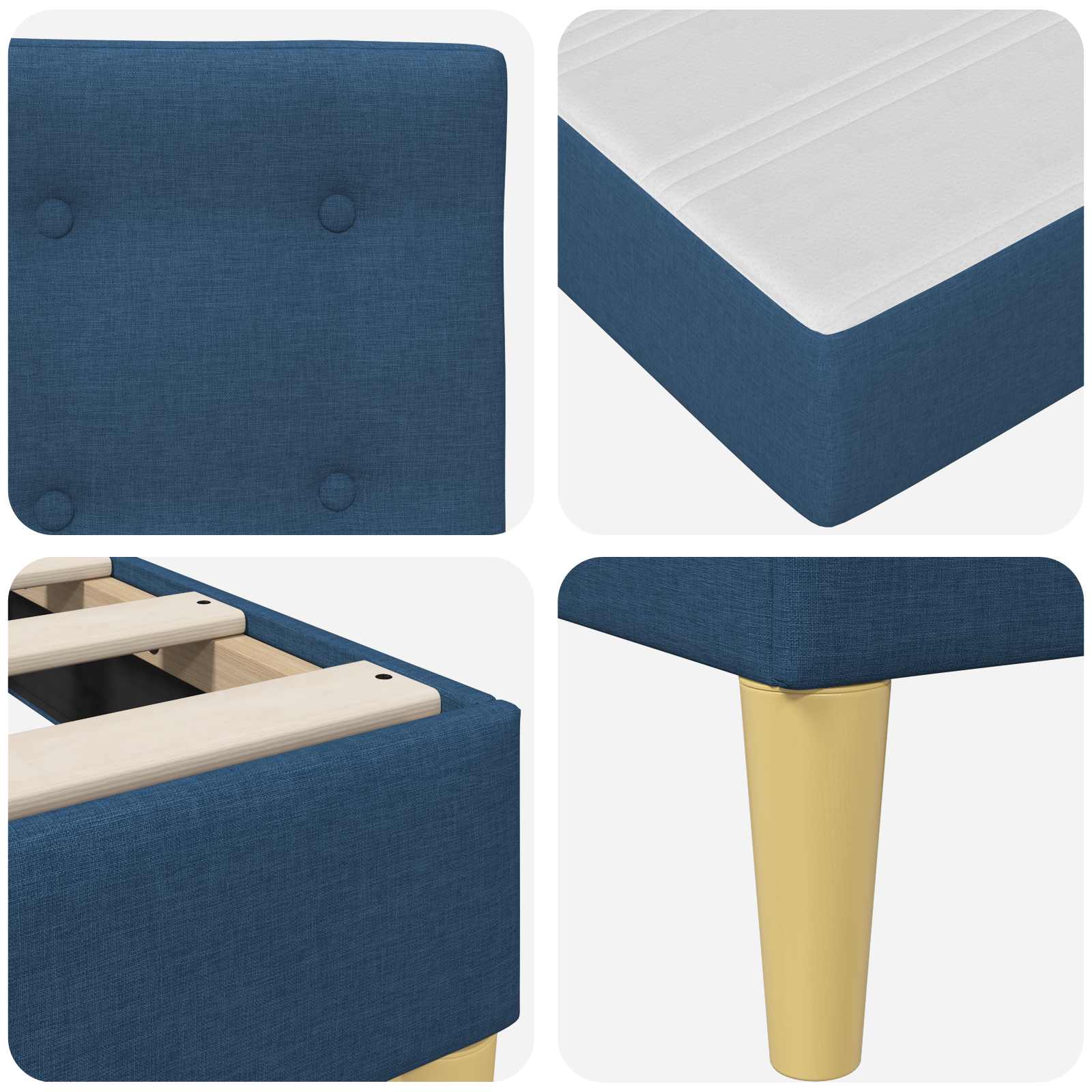 Bedframe met matras met hoofdeinde Blauw 120 x 190 cm Stof is nu te koop bij PeponiXL, paradijselijk wonen!
