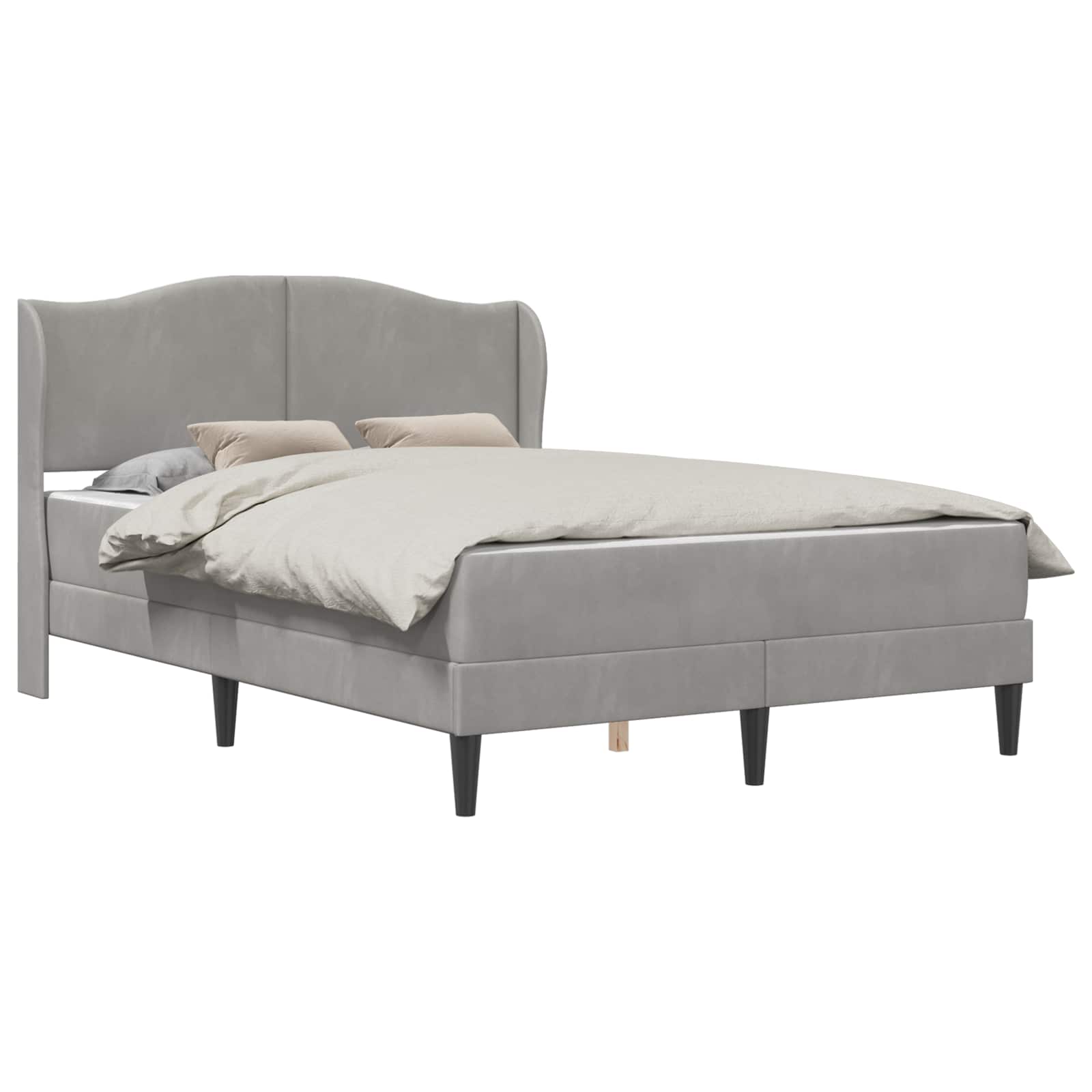 Bedframe met hoofdeinde Lichtgrijs 140 x 190 cm Fluweel is nu te koop bij PeponiXL, paradijselijk wonen!