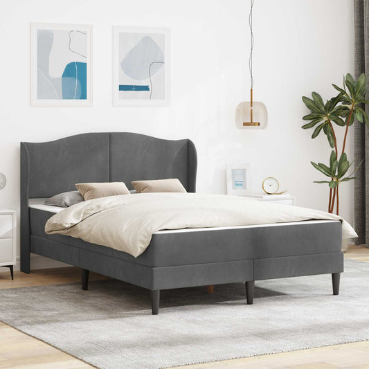 Bedframe met hoofdeinde Donkergrijs 140 x 190 cm Fluweel is nu te koop bij PeponiXL, paradijselijk wonen!
