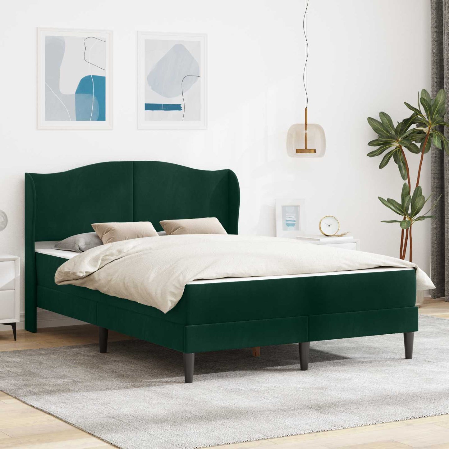 Bedframe met hoofdeinde Donkergroen 140 x 200 cm Fluweel is nu te koop bij PeponiXL, paradijselijk wonen!