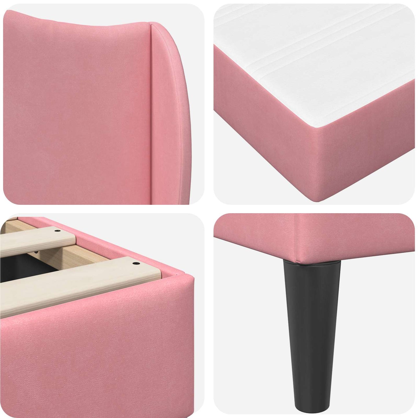 Bedframe met hoofdeinde Roze 140 x 200 cm Fluweel is nu te koop bij PeponiXL, paradijselijk wonen!