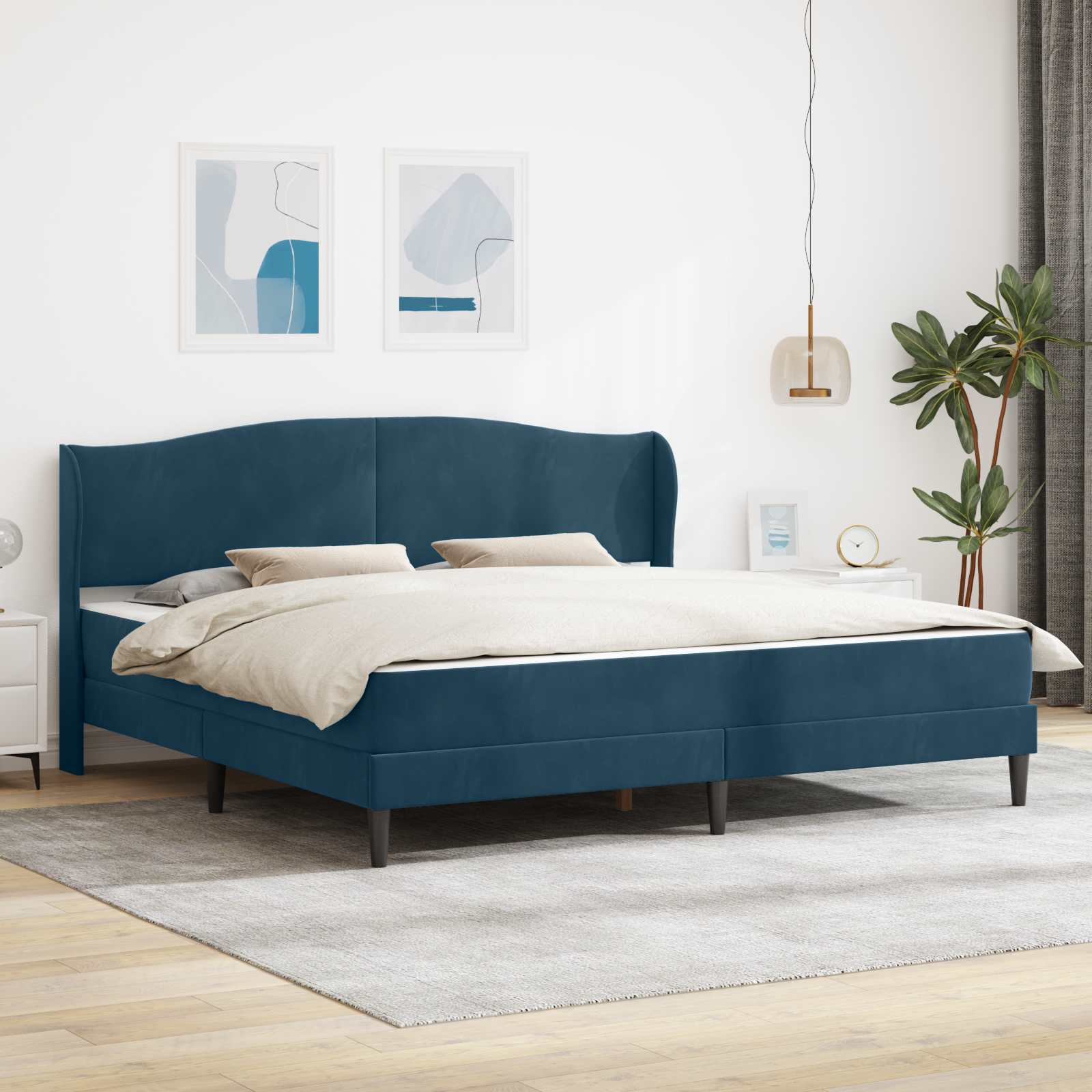 Bedframe met hoofdeinde Blauw 180 x 200 cm Fluweel is nu te koop bij PeponiXL, paradijselijk wonen!