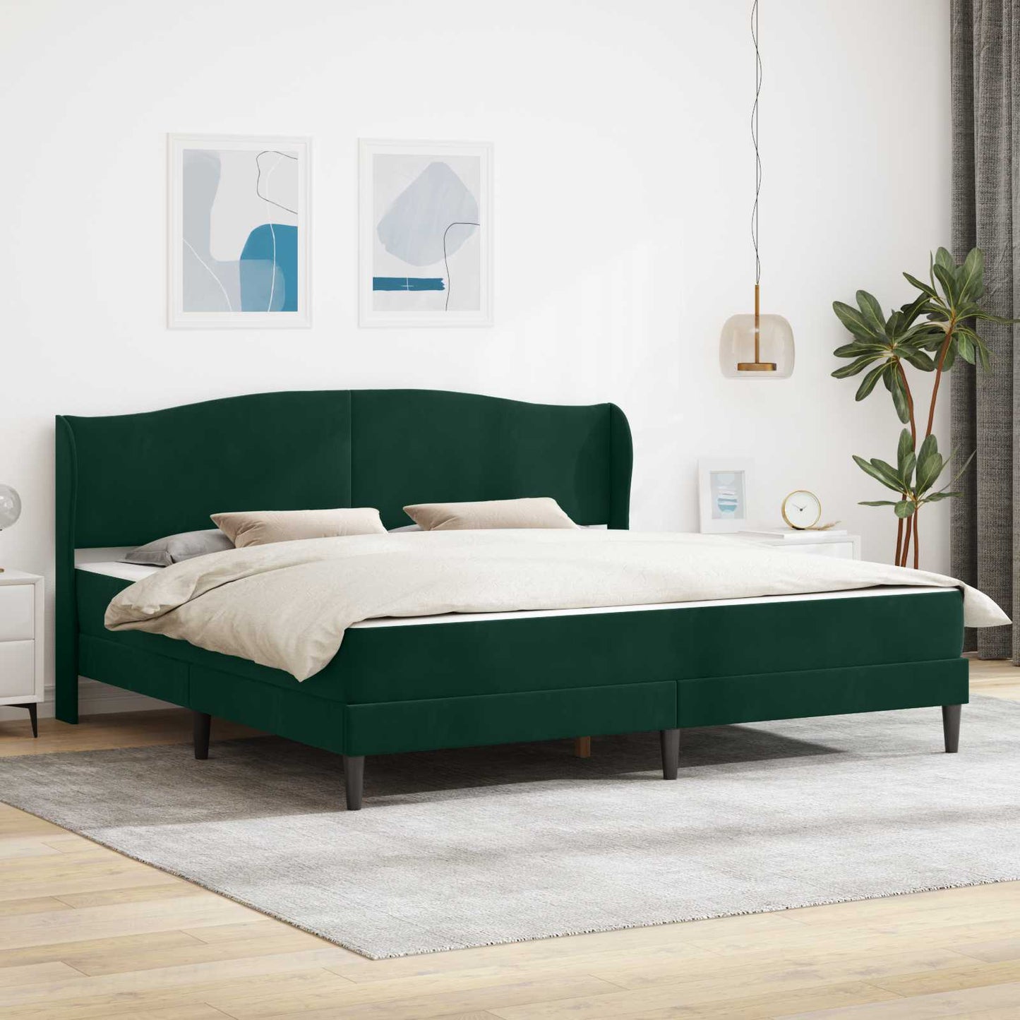 Bedframe met hoofdeinde Donkergroen 200 x 200 cm Fluweel is nu te koop bij PeponiXL, paradijselijk wonen!