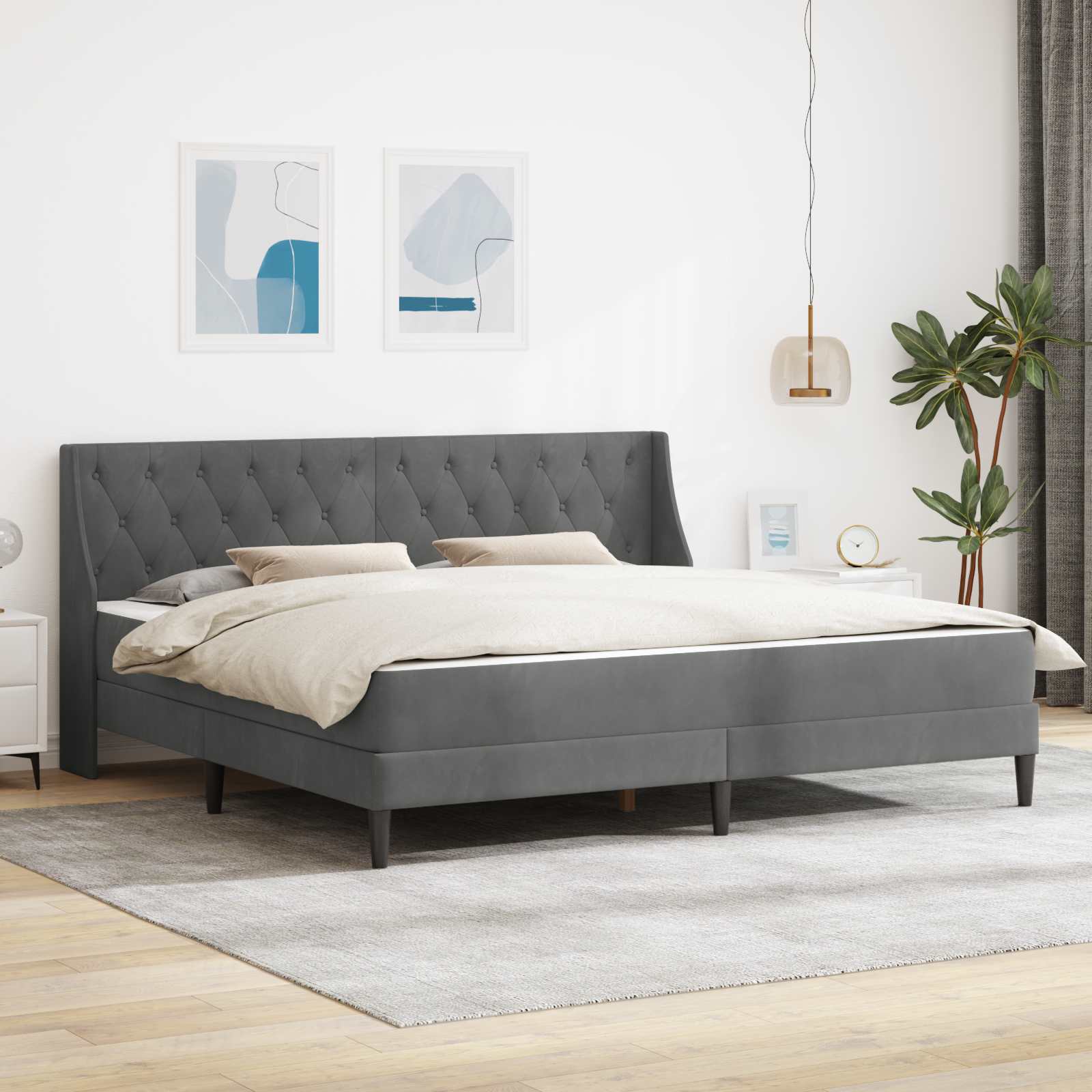 Bedframe met matras Donkergrijs 180 x 200 cm Fluweel is nu te koop bij PeponiXL, paradijselijk wonen!