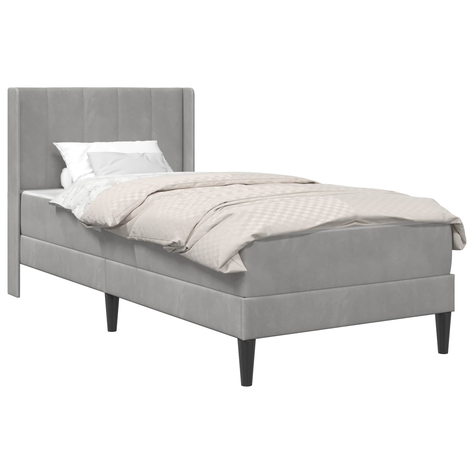 Bedframe met matras Lichtgrijs 90 x 190 cm Fluweel is nu te koop bij PeponiXL, paradijselijk wonen!