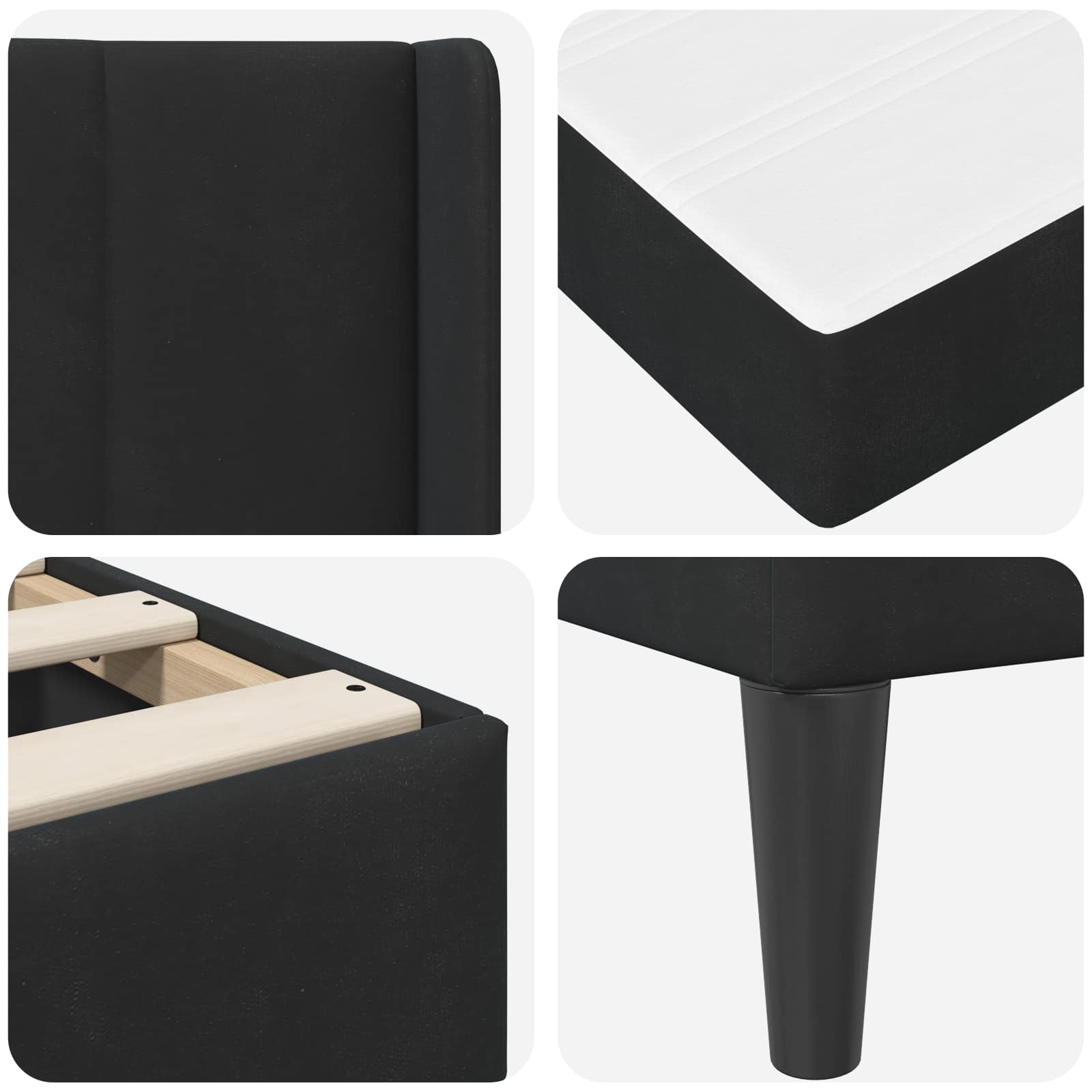 Bedframe met matras met hoofdeinde Zwart 90 x 190 cm Fluweel is nu te koop bij PeponiXL, paradijselijk wonen!