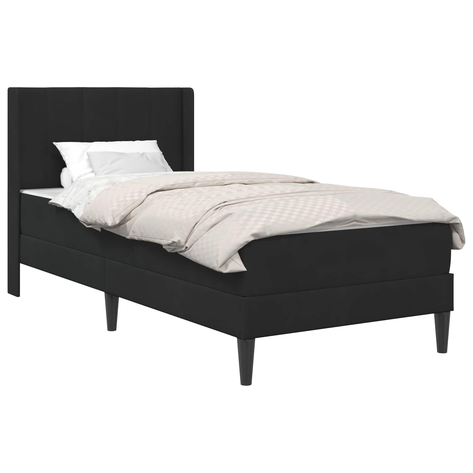 Bedframe met matras met hoofdeinde Zwart 90 x 190 cm Fluweel is nu te koop bij PeponiXL, paradijselijk wonen!