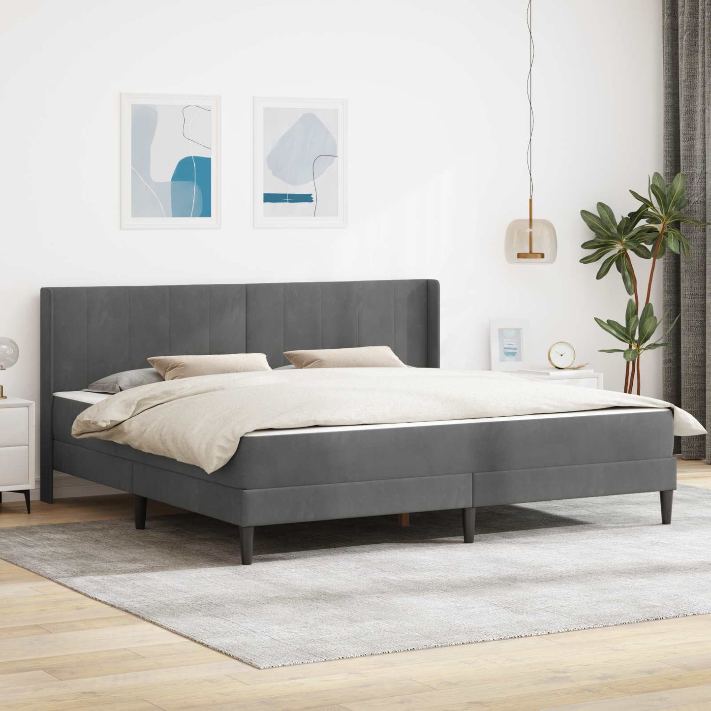 Bedframe met matras Donkergrijs 180 x 200 cm Fluweel is nu te koop bij PeponiXL, paradijselijk wonen!