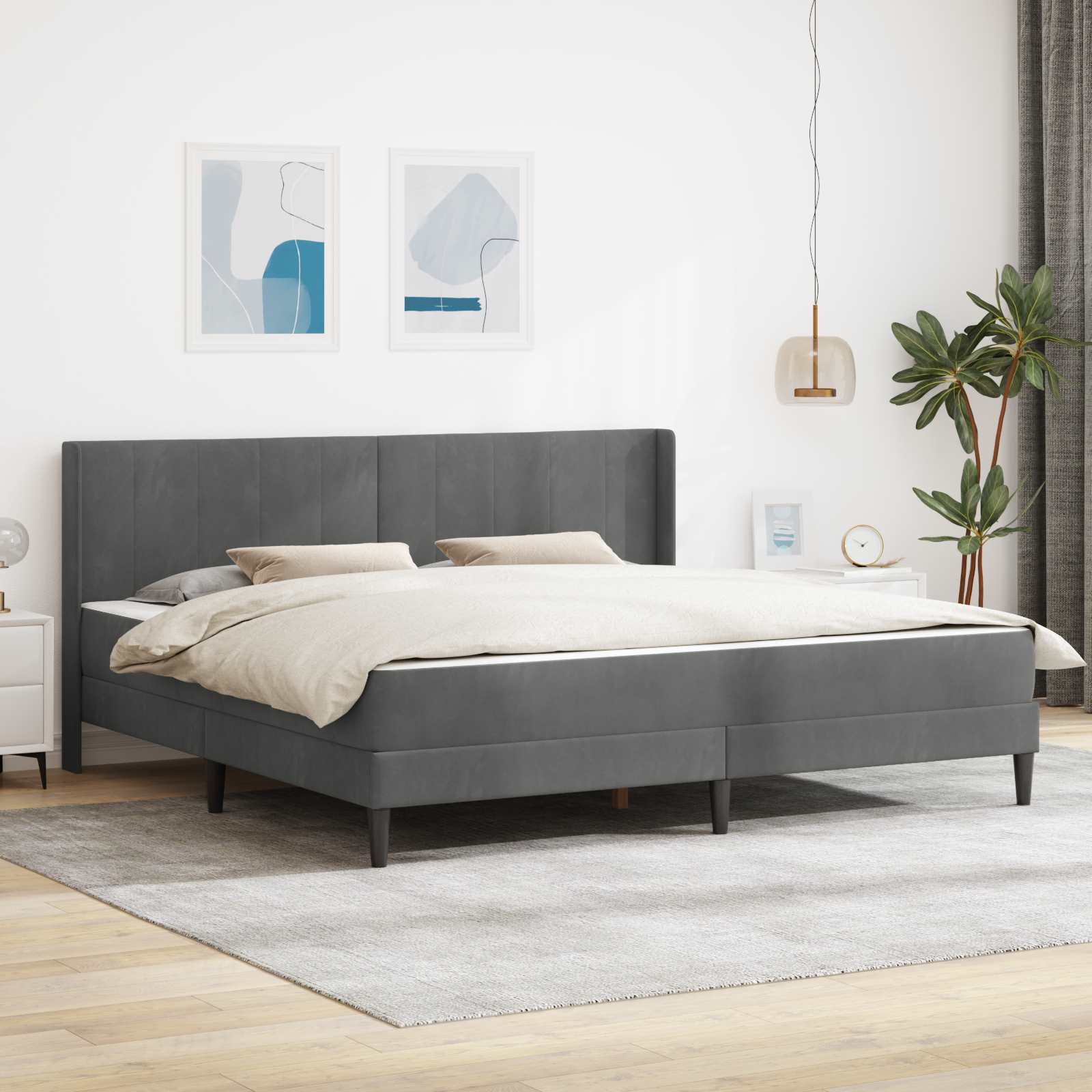 Bedframe met matras Donkergrijs 180 x 200 cm Fluweel is nu te koop bij PeponiXL, paradijselijk wonen!