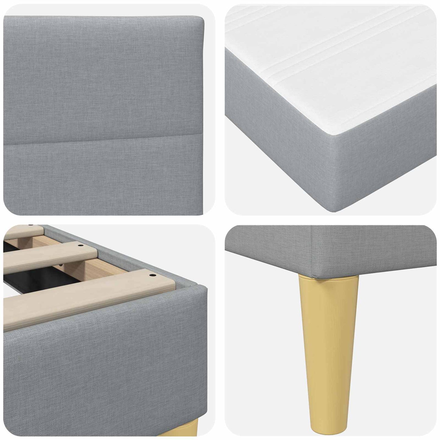 Bedframe met matras met hoofdeinde Lichtgrijs 90 x 190 cm Stof is nu te koop bij PeponiXL, paradijselijk wonen!