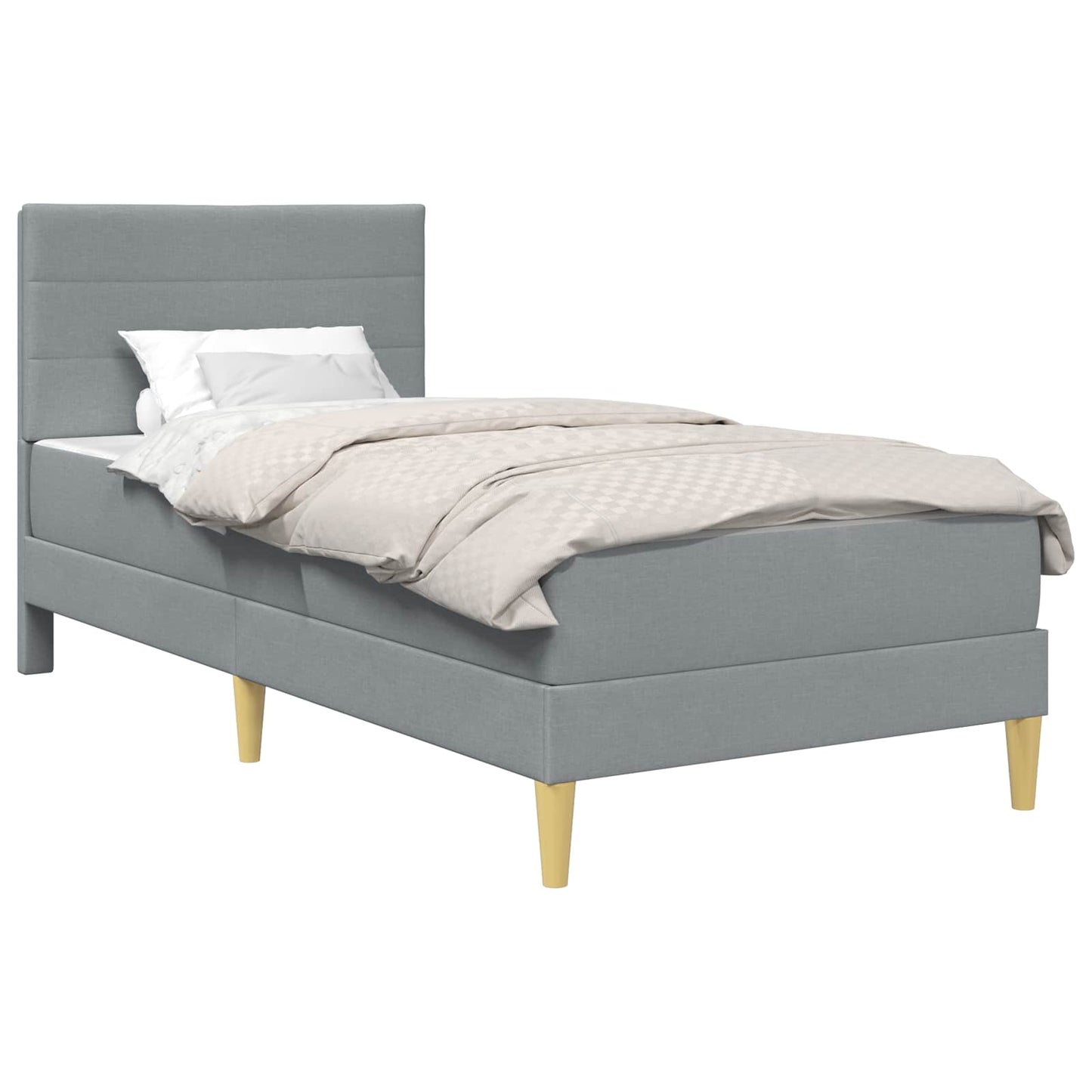 Bedframe met matras met hoofdeinde Lichtgrijs 90 x 190 cm Stof is nu te koop bij PeponiXL, paradijselijk wonen!