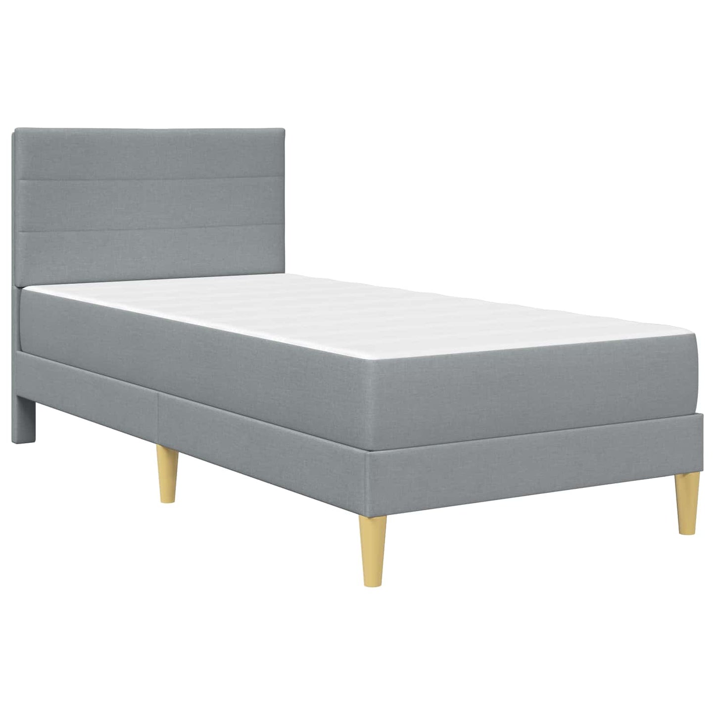 Bedframe met matras met hoofdeinde Lichtgrijs 90 x 190 cm Stof is nu te koop bij PeponiXL, paradijselijk wonen!