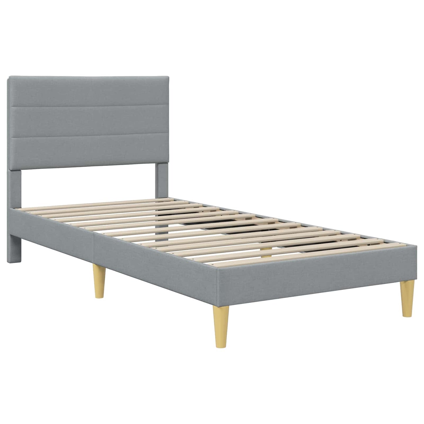 Bedframe met matras met hoofdeinde Lichtgrijs 90 x 190 cm Stof is nu te koop bij PeponiXL, paradijselijk wonen!