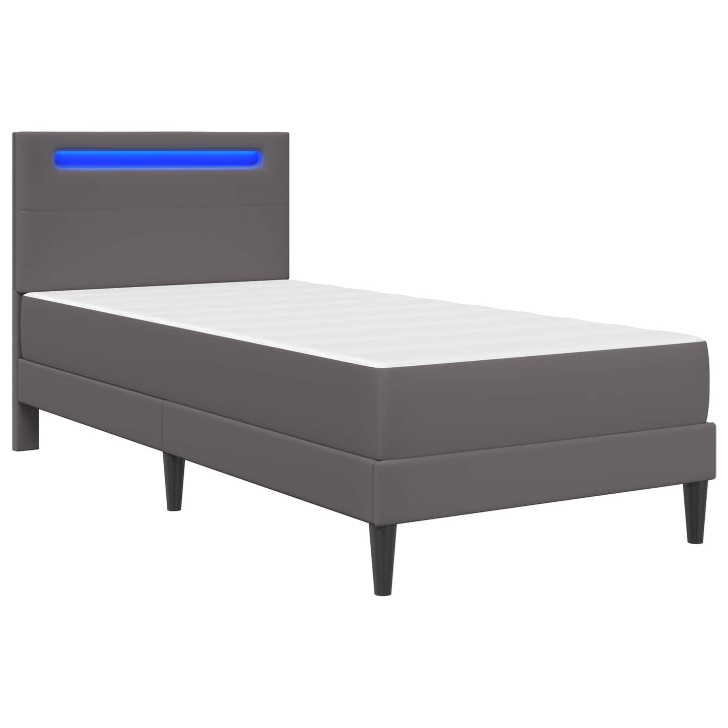 Bedframe met LED-stripverlichting Grijs 90 x 190 cm Kunstleer is nu te koop bij PeponiXL, paradijselijk wonen!
