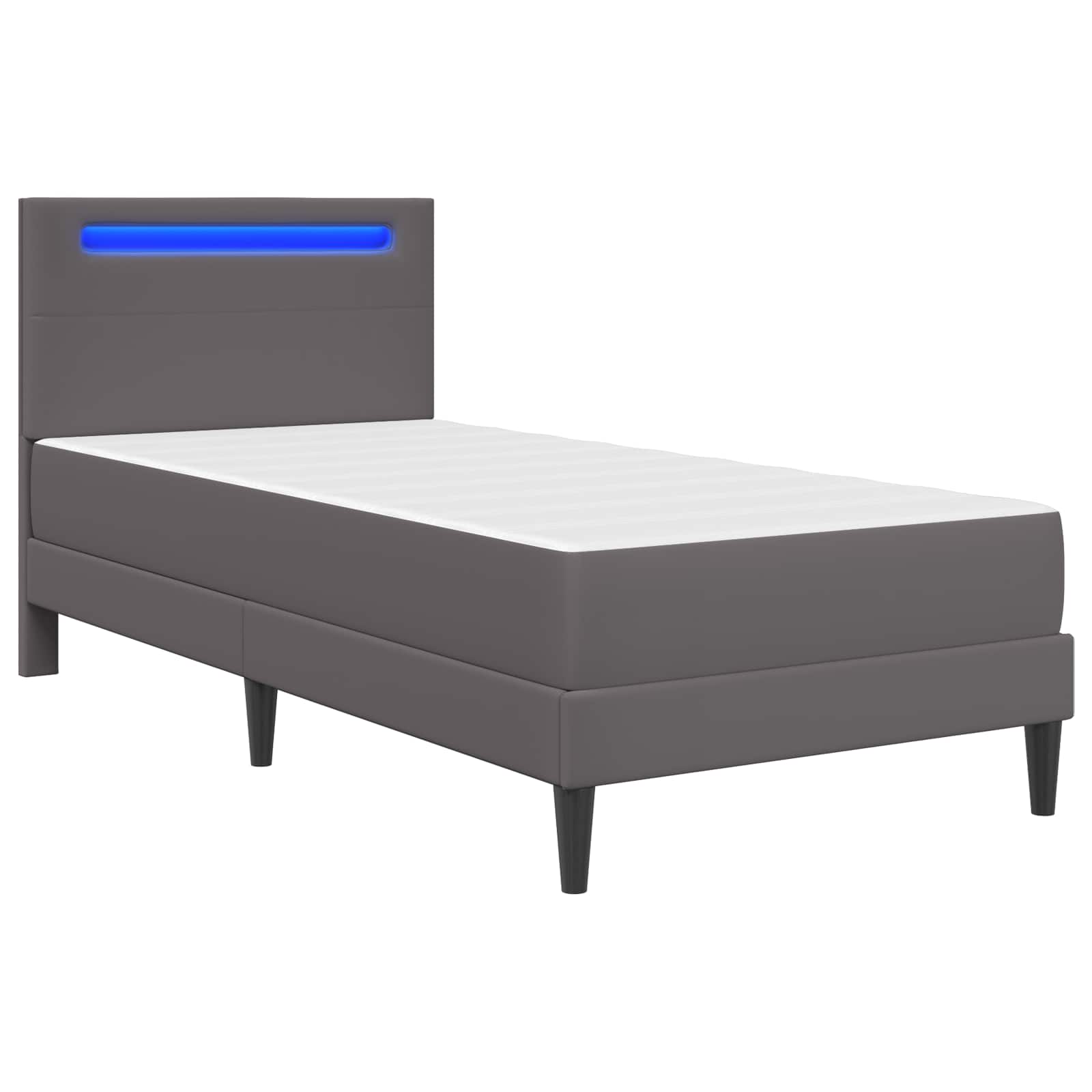 Bedframe met LED-stripverlichting Grijs 90 x 190 cm Kunstleer is nu te koop bij PeponiXL, paradijselijk wonen!