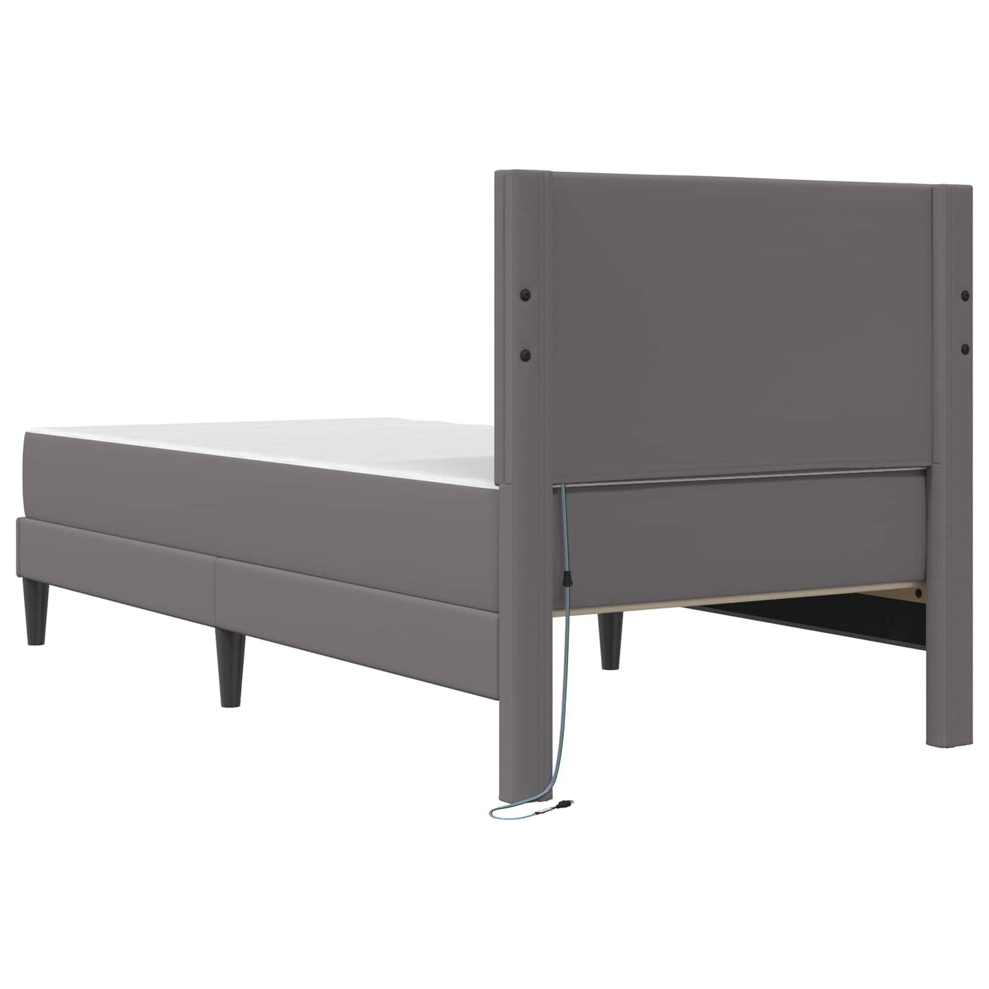 Bedframe met LED-stripverlichting Grijs 90 x 190 cm Kunstleer is nu te koop bij PeponiXL, paradijselijk wonen!