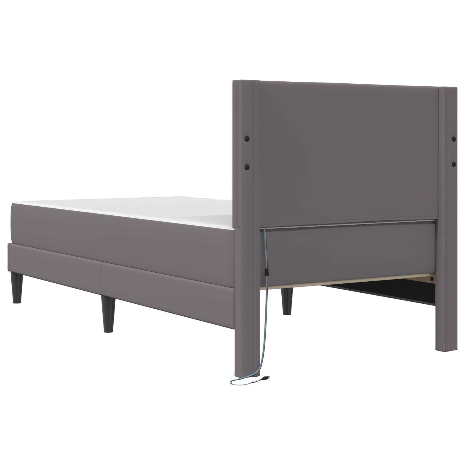 Bedframe met LED-stripverlichting Grijs 90 x 190 cm Kunstleer is nu te koop bij PeponiXL, paradijselijk wonen!