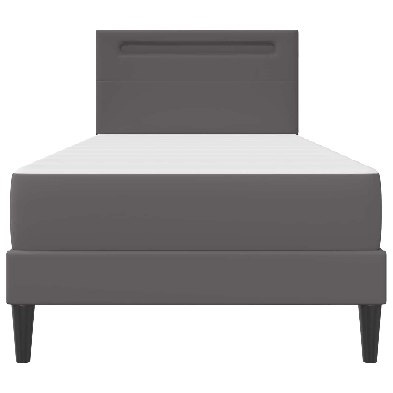 Bedframe met LED-stripverlichting Grijs 90 x 190 cm Kunstleer is nu te koop bij PeponiXL, paradijselijk wonen!