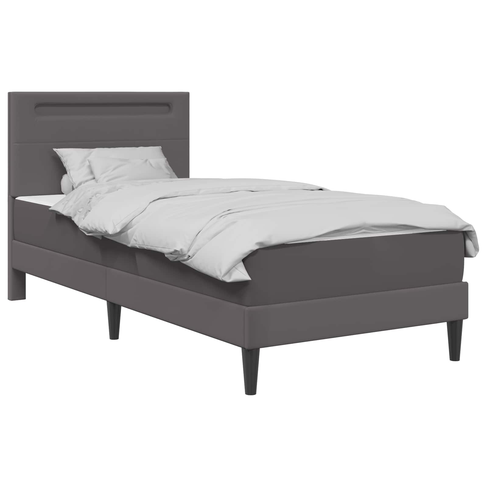 Bedframe met LED-stripverlichting Grijs 90 x 190 cm Kunstleer is nu te koop bij PeponiXL, paradijselijk wonen!