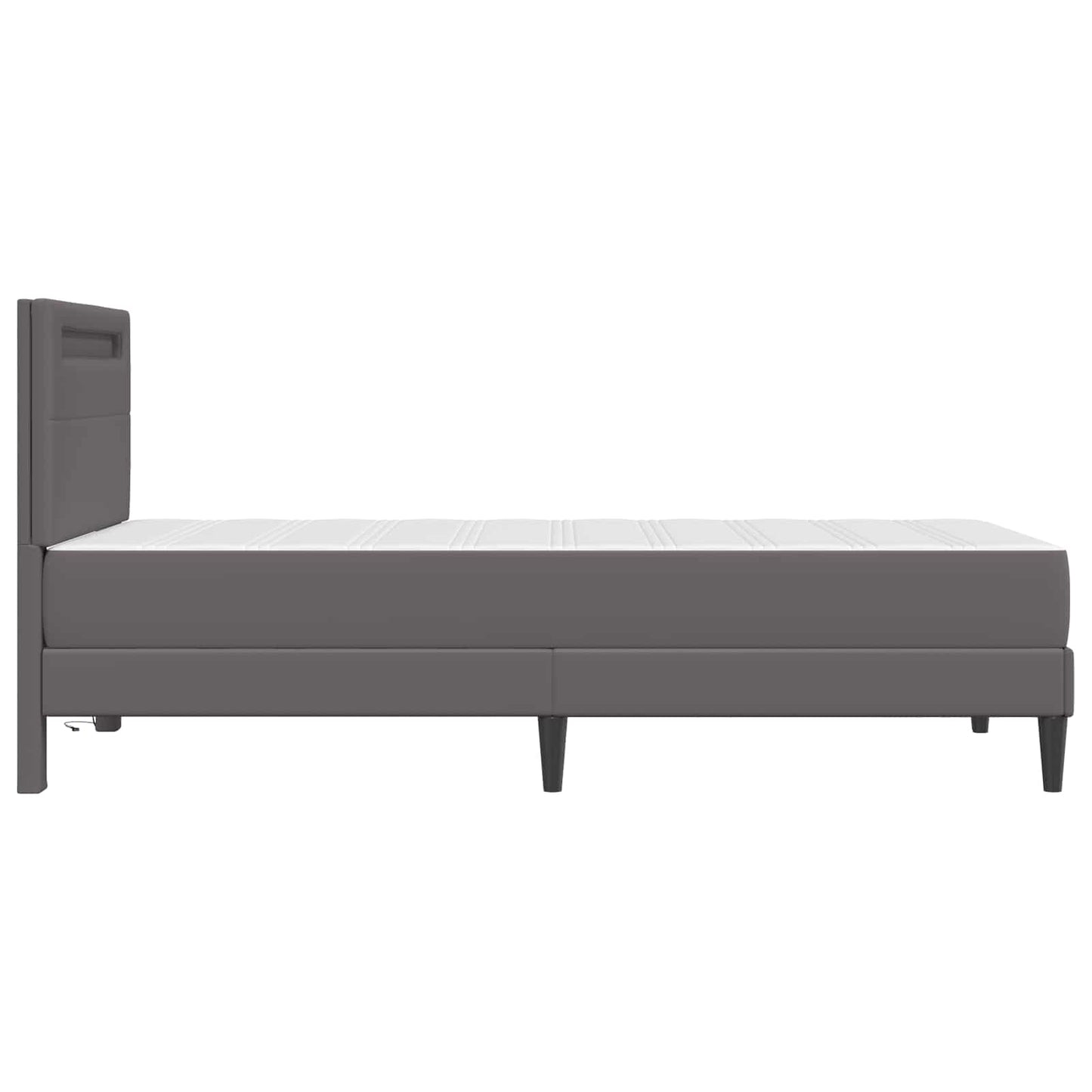 Bedframe met LED-stripverlichting Grijs 90 x 190 cm Kunstleer is nu te koop bij PeponiXL, paradijselijk wonen!