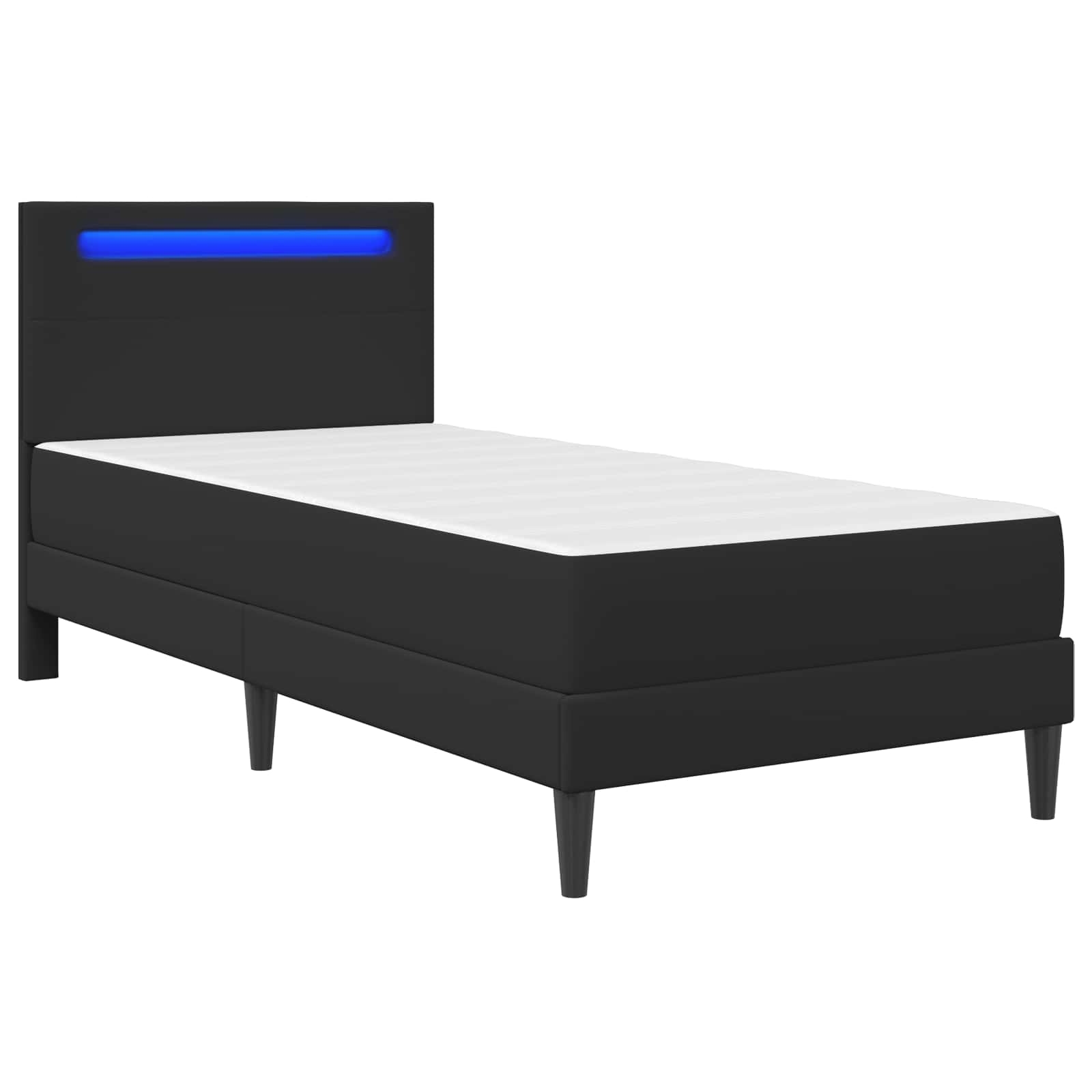 Bedframe met LED-stripverlichting Zwart 90 x 190 cm Kunstleer is nu te koop bij PeponiXL, paradijselijk wonen!
