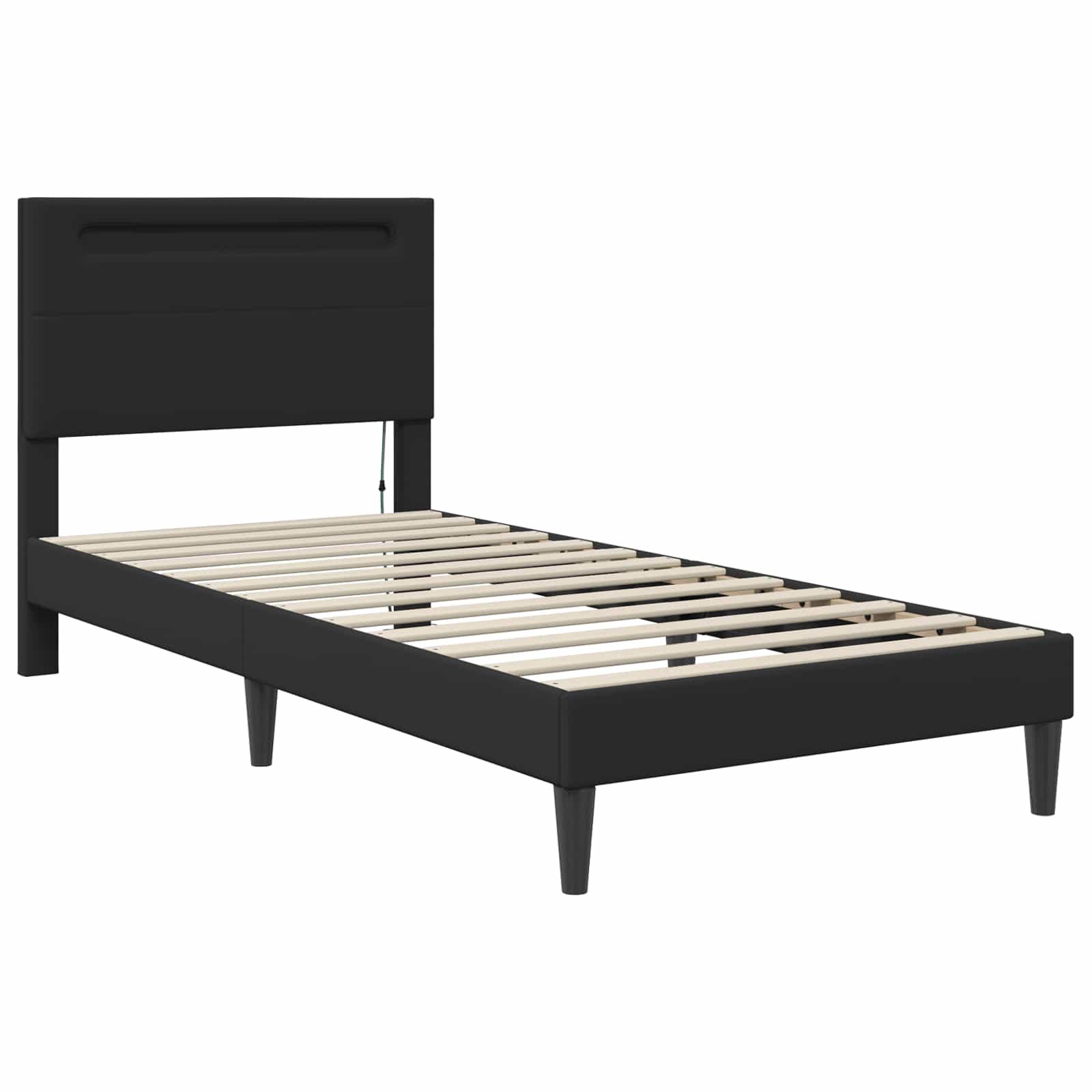 Bedframe met LED-stripverlichting Zwart 90 x 190 cm Kunstleer is nu te koop bij PeponiXL, paradijselijk wonen!