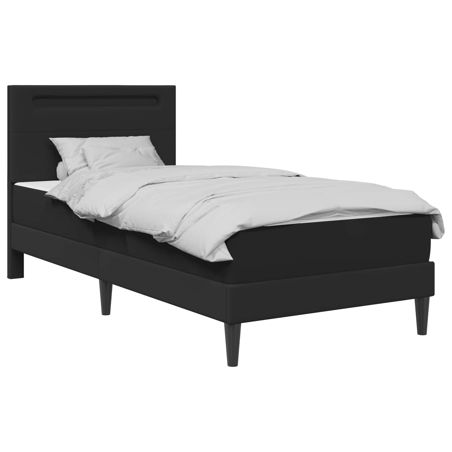Bedframe met LED-stripverlichting Zwart 90 x 190 cm Kunstleer is nu te koop bij PeponiXL, paradijselijk wonen!
