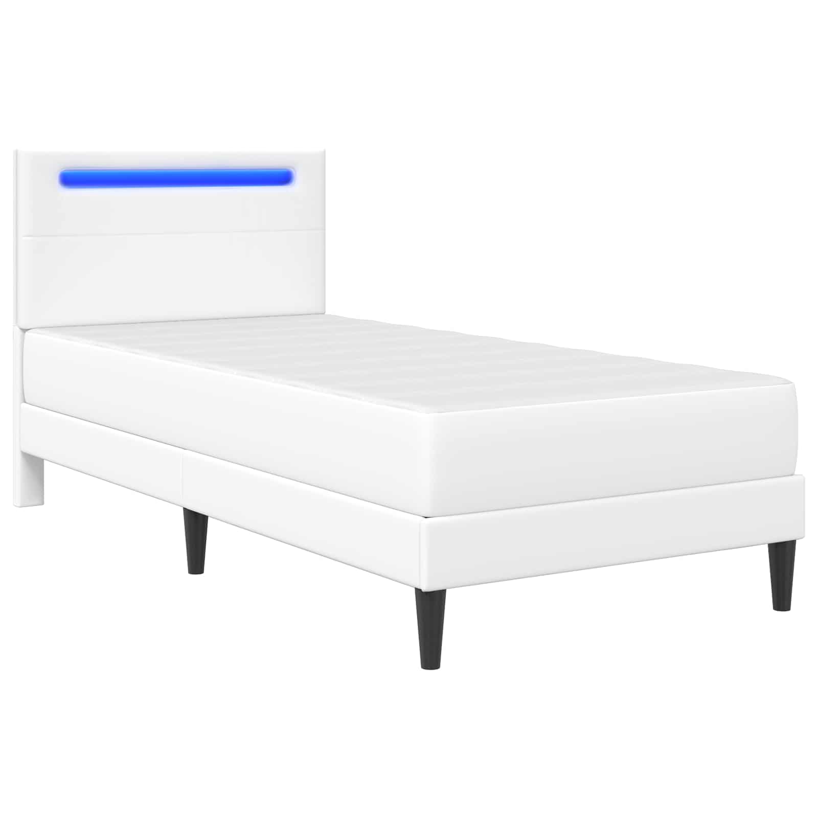 Bedframe met LED-stripverlichting Wit 90 x 190 cm Kunstleer is nu te koop bij PeponiXL, paradijselijk wonen!