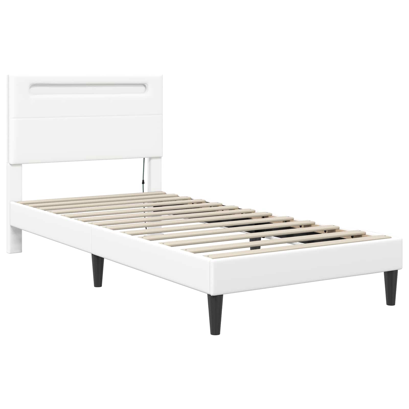 Bedframe met LED-stripverlichting Wit 90 x 190 cm Kunstleer is nu te koop bij PeponiXL, paradijselijk wonen!
