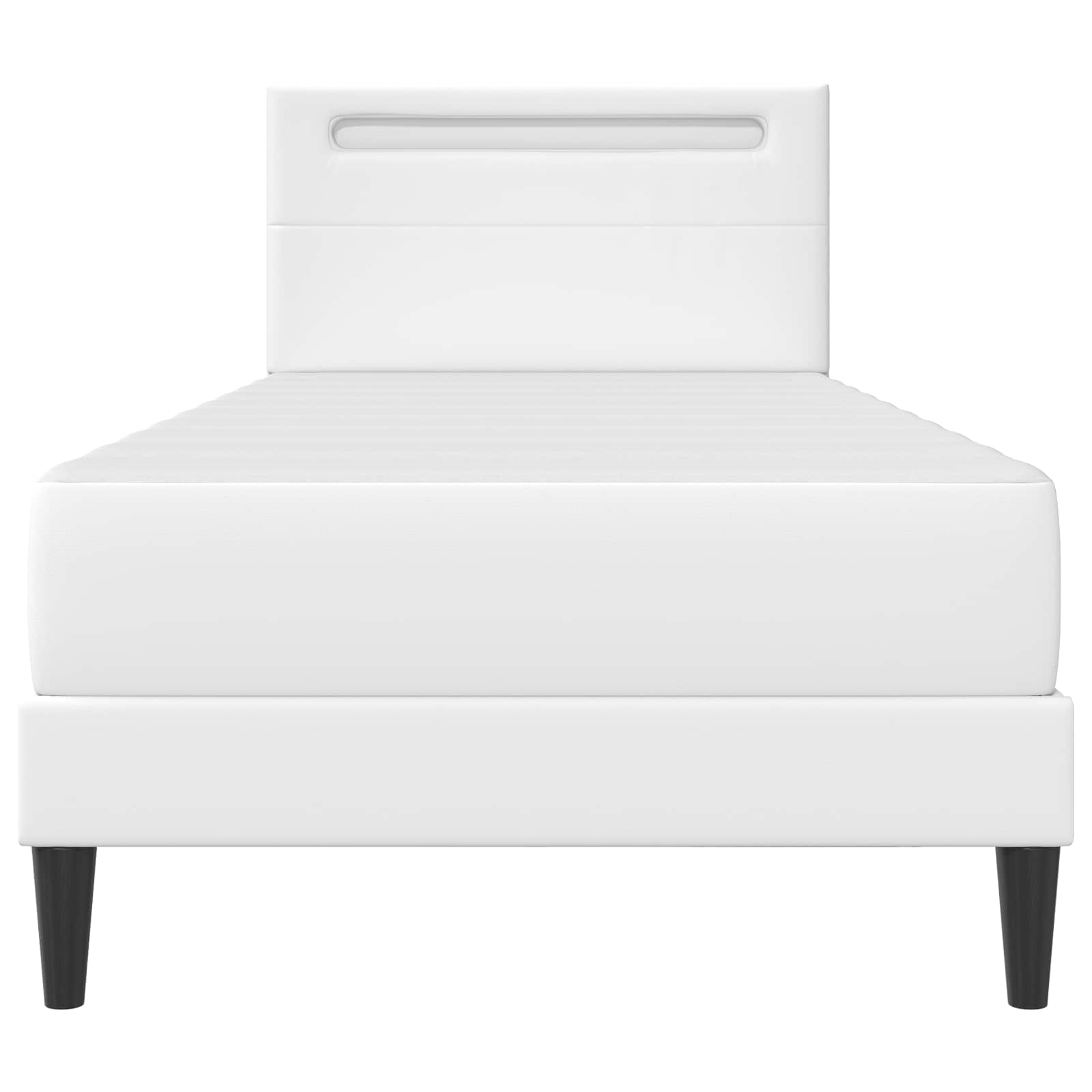 Bedframe met LED-stripverlichting Wit 90 x 190 cm Kunstleer is nu te koop bij PeponiXL, paradijselijk wonen!