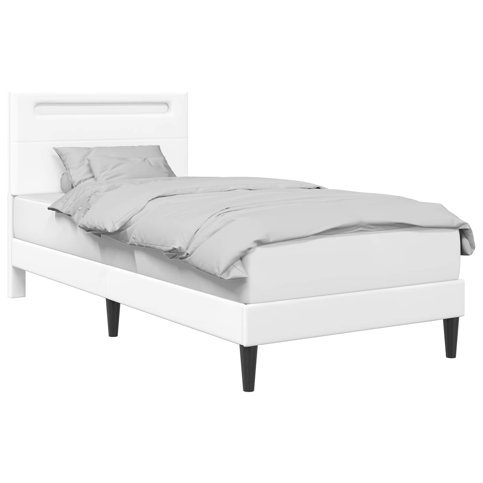 Bedframe met LED-stripverlichting Wit 90 x 190 cm Kunstleer is nu te koop bij PeponiXL, paradijselijk wonen!