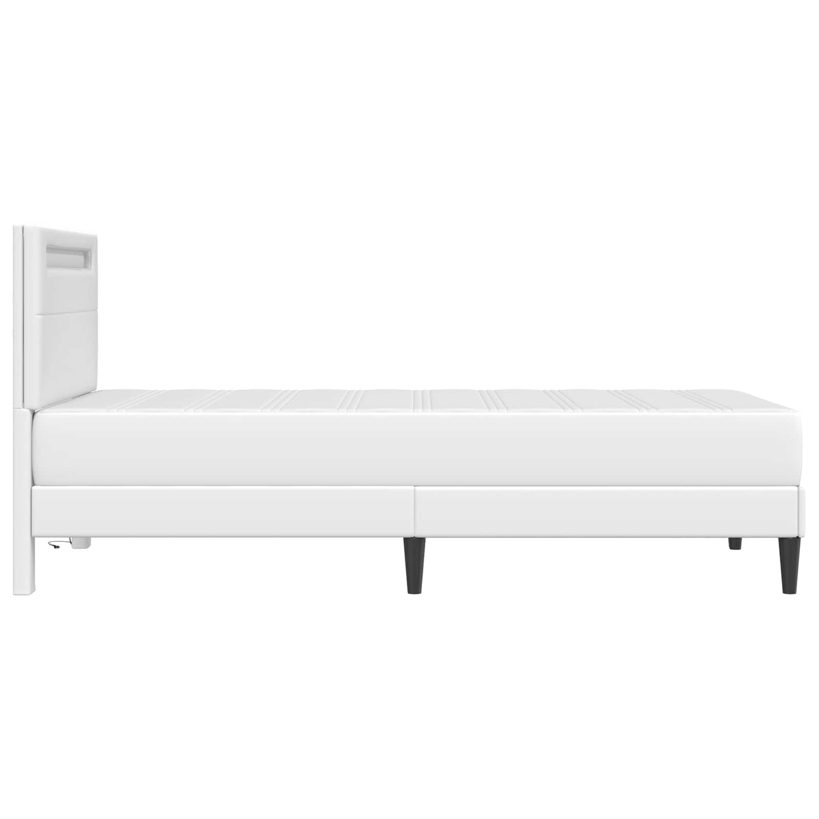 Bedframe met LED-stripverlichting Wit 90 x 190 cm Kunstleer is nu te koop bij PeponiXL, paradijselijk wonen!