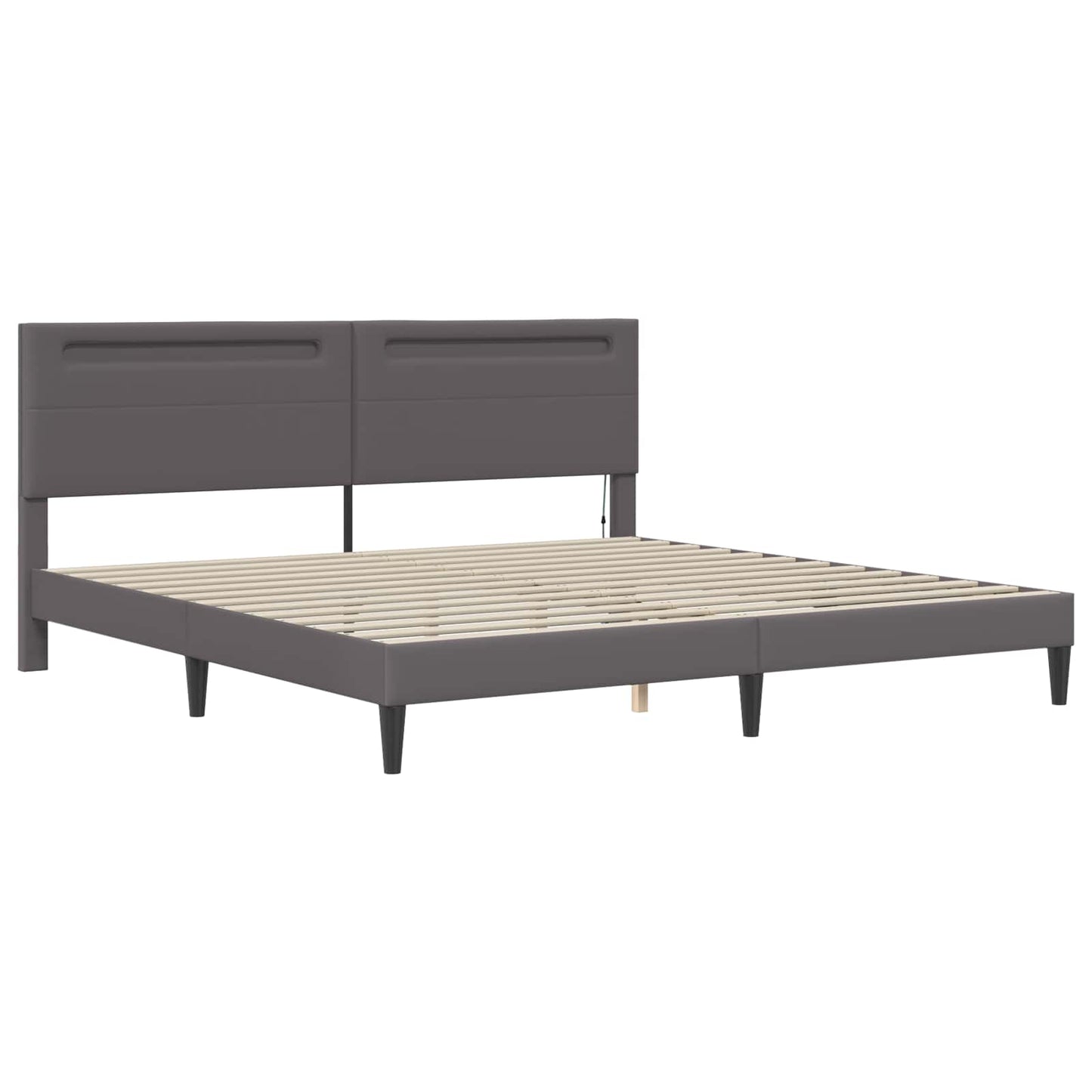 Bedframe met LED-stripverlichting Grijs 180 x 200 cm Kunstleer is nu te koop bij PeponiXL, paradijselijk wonen!