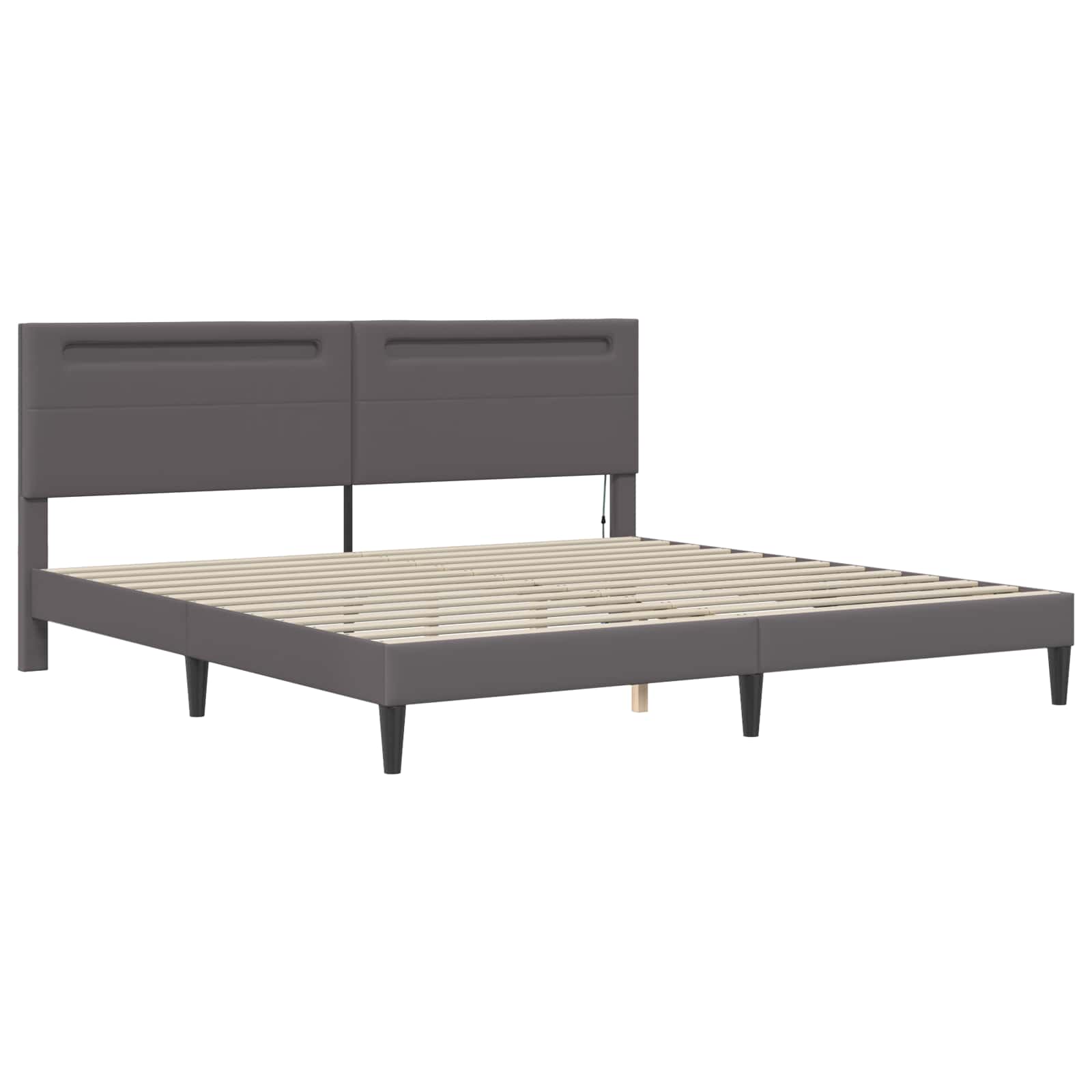 Bedframe met LED-stripverlichting Grijs 180 x 200 cm Kunstleer is nu te koop bij PeponiXL, paradijselijk wonen!