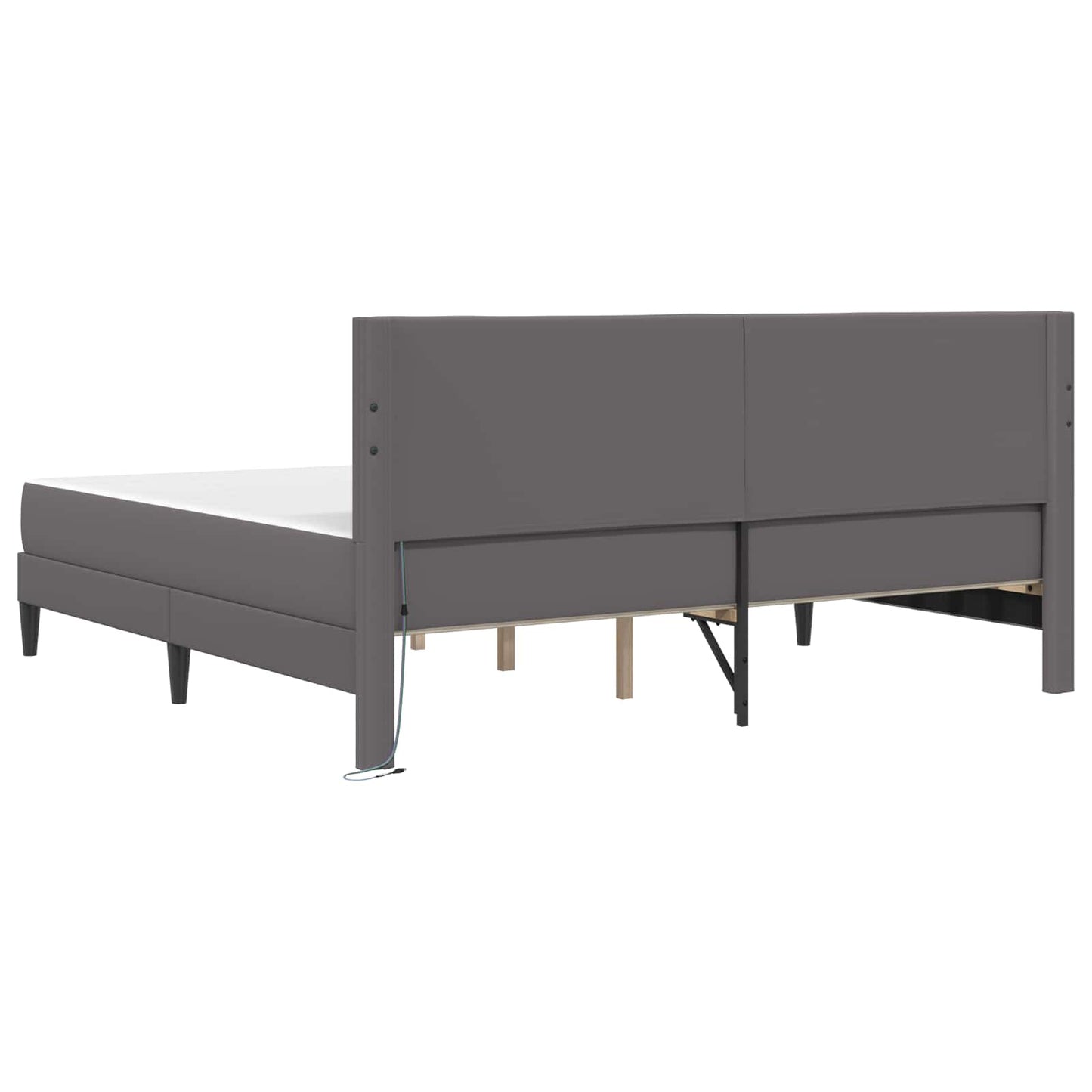 Bedframe met LED-stripverlichting Grijs 180 x 200 cm Kunstleer is nu te koop bij PeponiXL, paradijselijk wonen!
