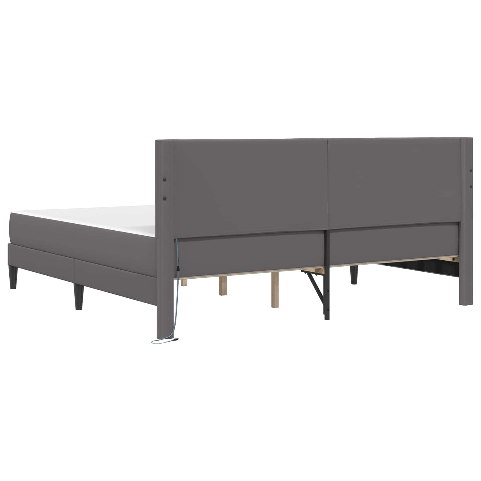 Bedframe met LED-stripverlichting Grijs 180 x 200 cm Kunstleer is nu te koop bij PeponiXL, paradijselijk wonen!