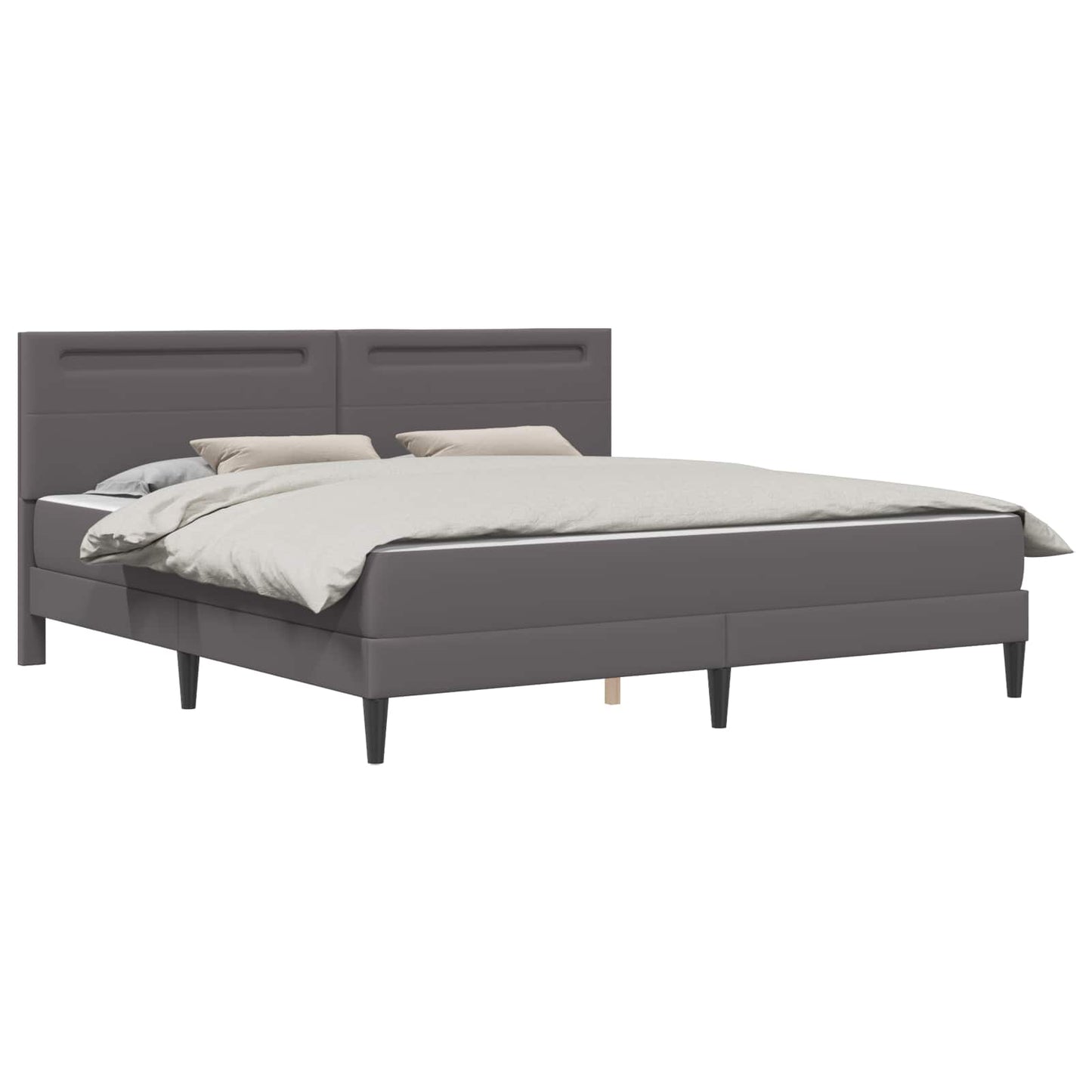 Bedframe met LED-stripverlichting Grijs 180 x 200 cm Kunstleer is nu te koop bij PeponiXL, paradijselijk wonen!