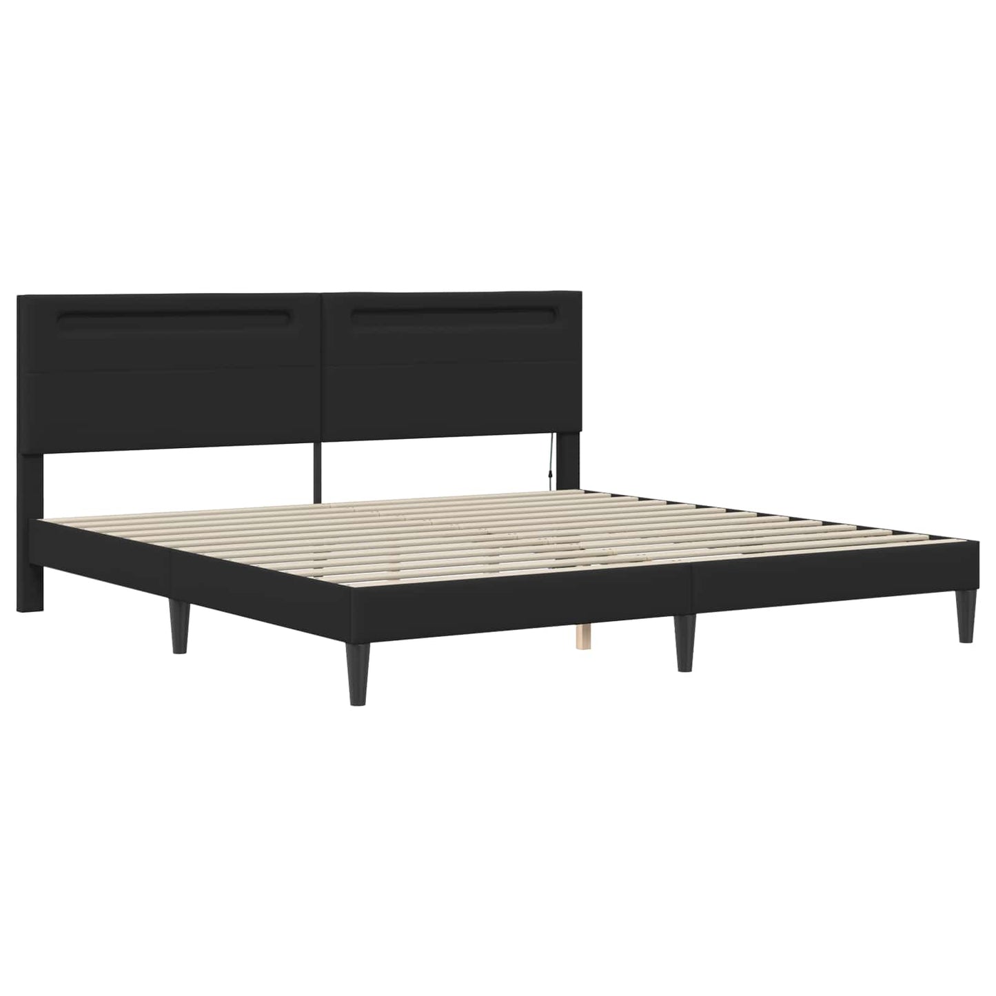 Bedframe met LED-stripverlichting Zwart 180 x 200 cm Kunstleer is nu te koop bij PeponiXL, paradijselijk wonen!