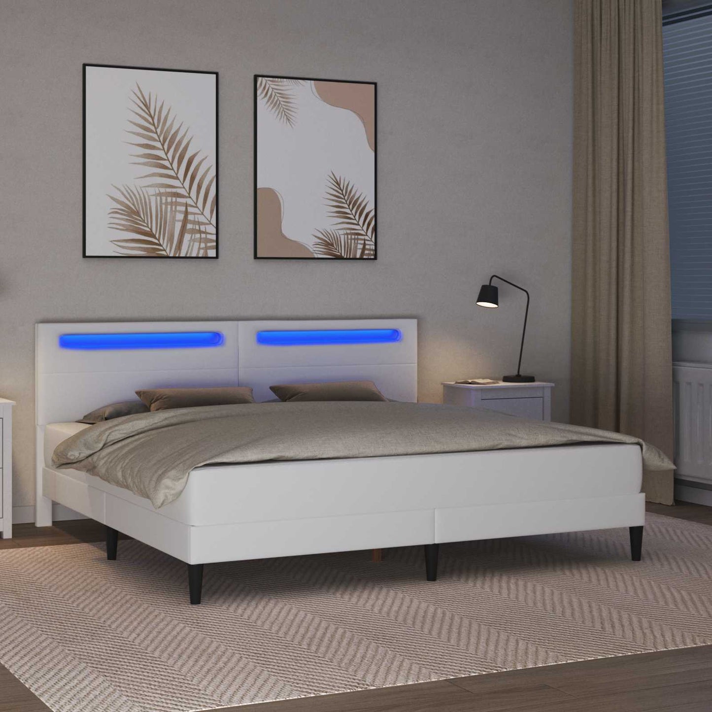 Bedframe met LED-stripverlichting Wit 180 x 200 cm Kunstleer is nu te koop bij PeponiXL, paradijselijk wonen!