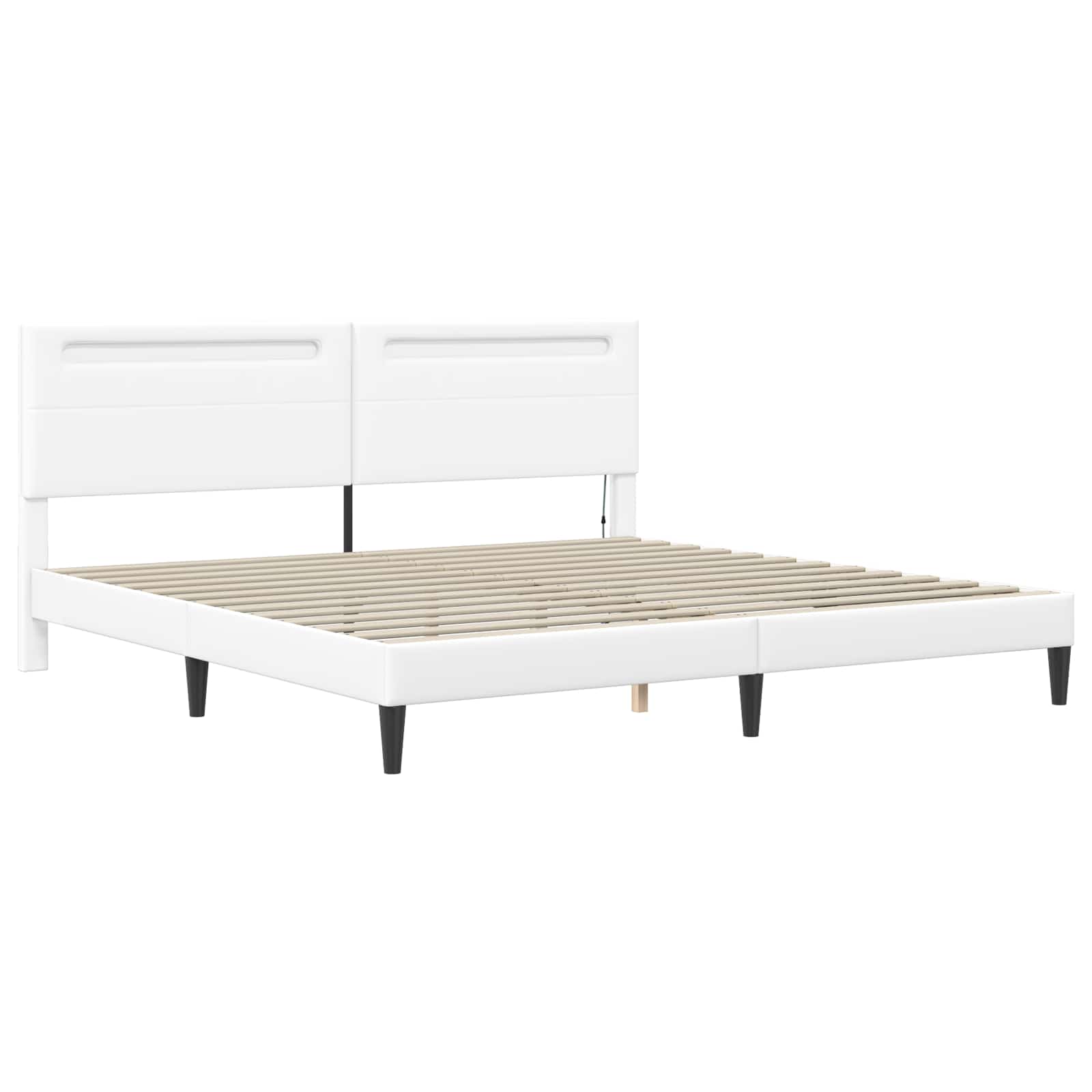 Bedframe met LED-stripverlichting Wit 180 x 200 cm Kunstleer is nu te koop bij PeponiXL, paradijselijk wonen!