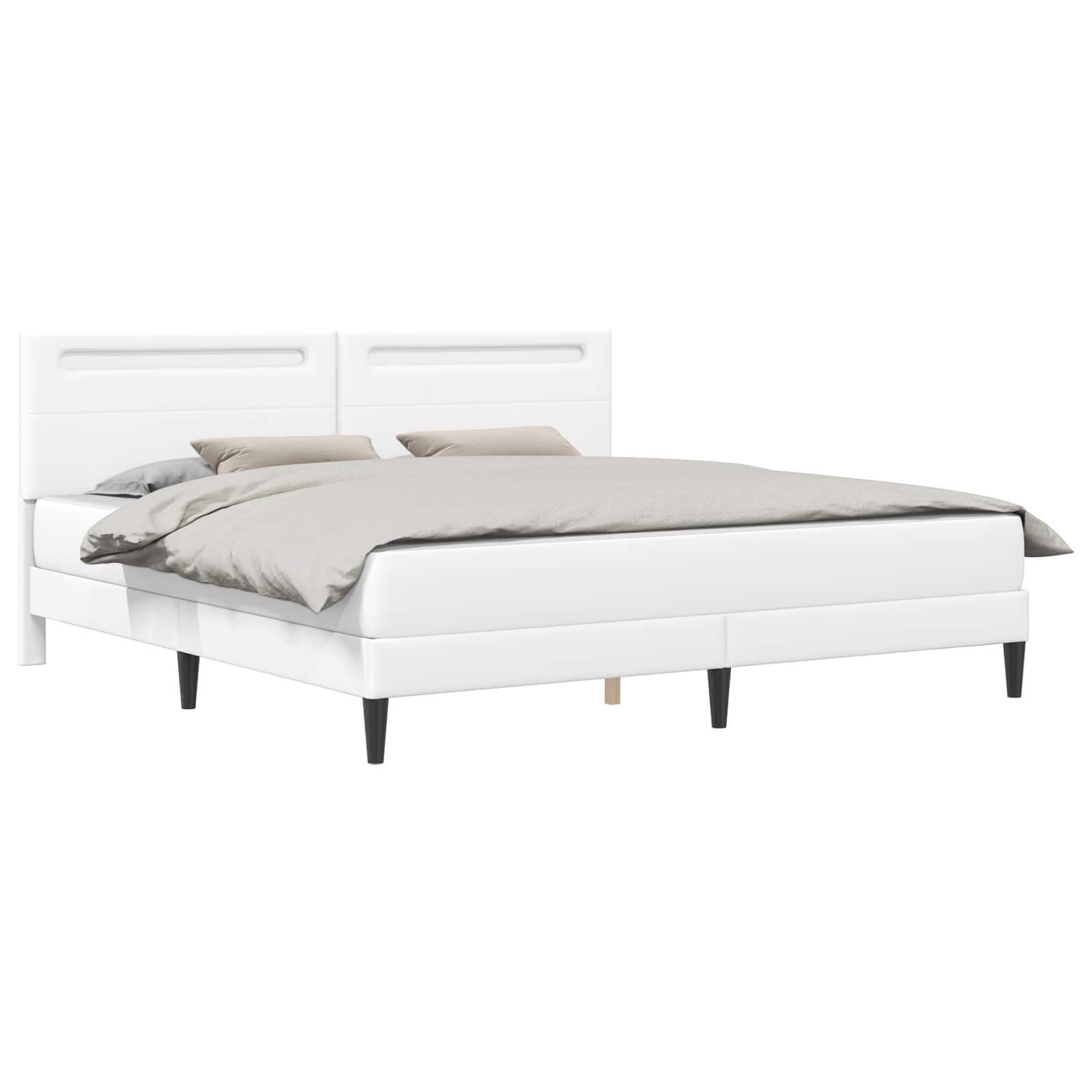 Bedframe met LED-stripverlichting Wit 180 x 200 cm Kunstleer is nu te koop bij PeponiXL, paradijselijk wonen!